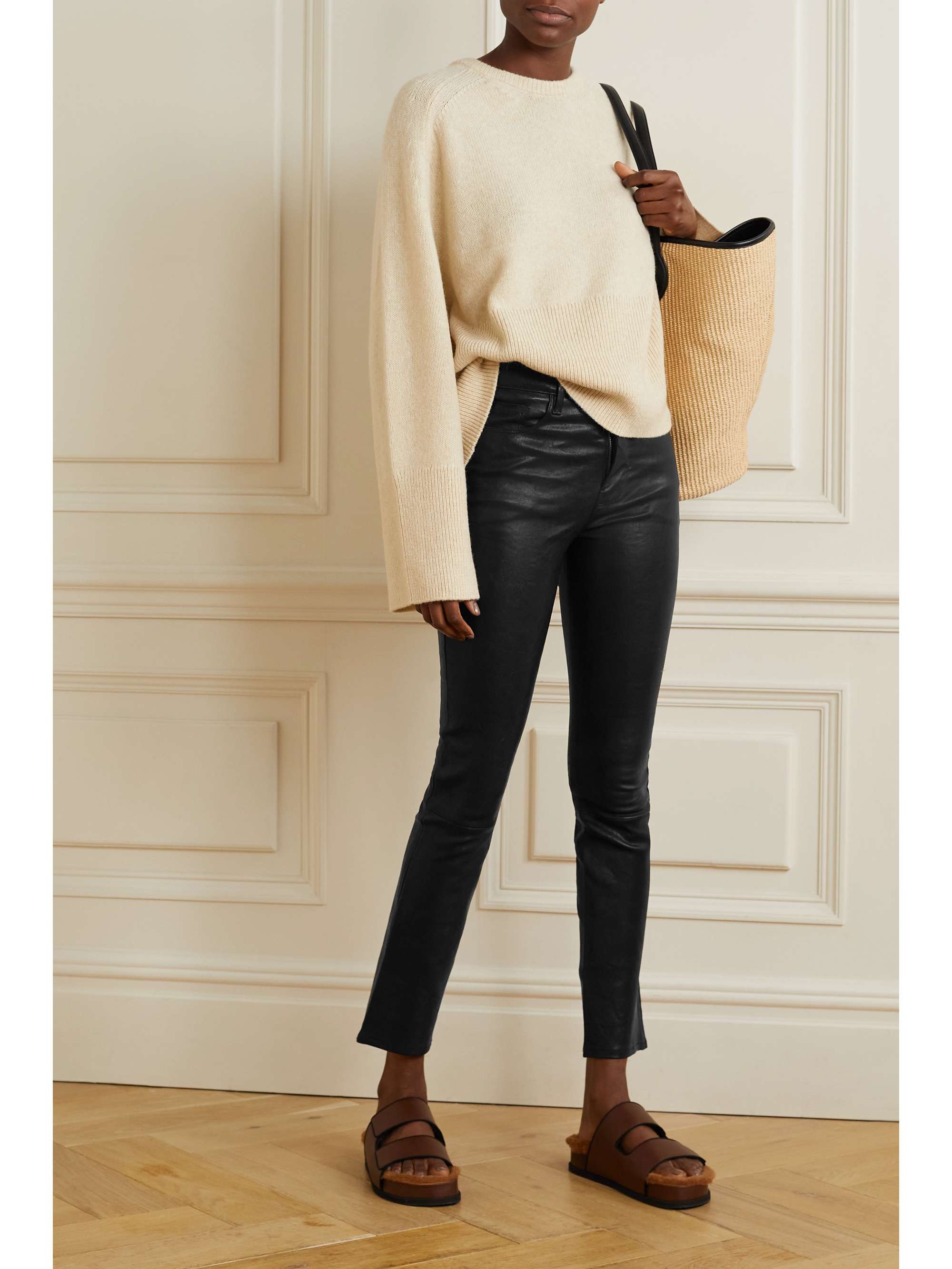 FRAME Le Sylvie high-rise slim-leg leather pants