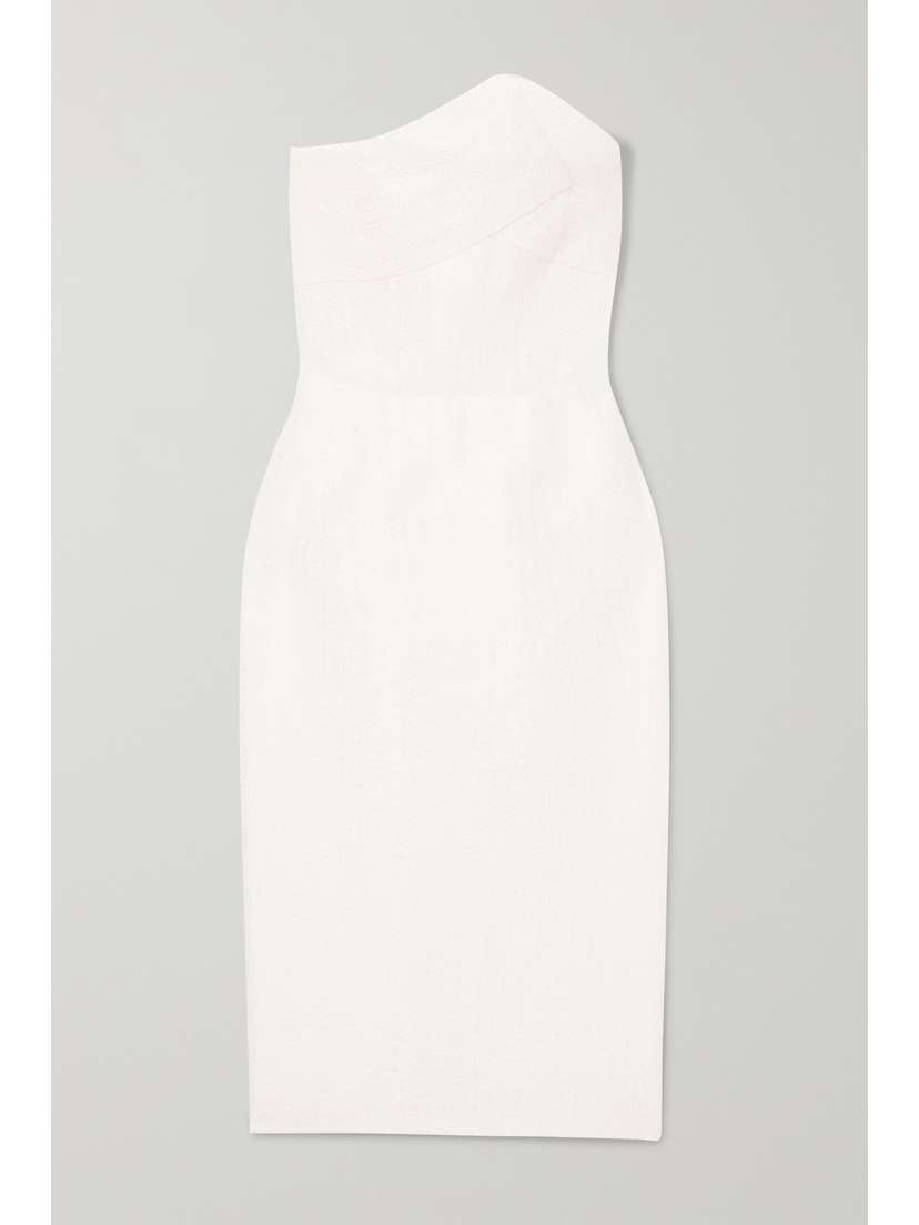 Roland Mouret Senga Strapless Cloqué Dress - UK 16