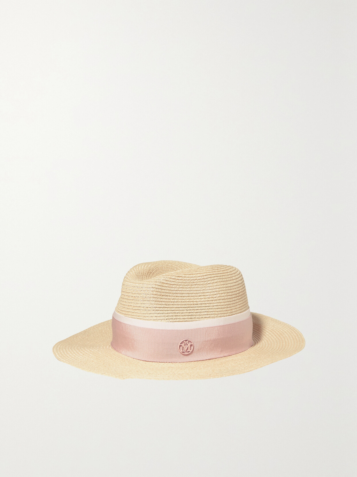 Maison Michel Henrietta Grosgrain-trimmed Straw Hat - Pink