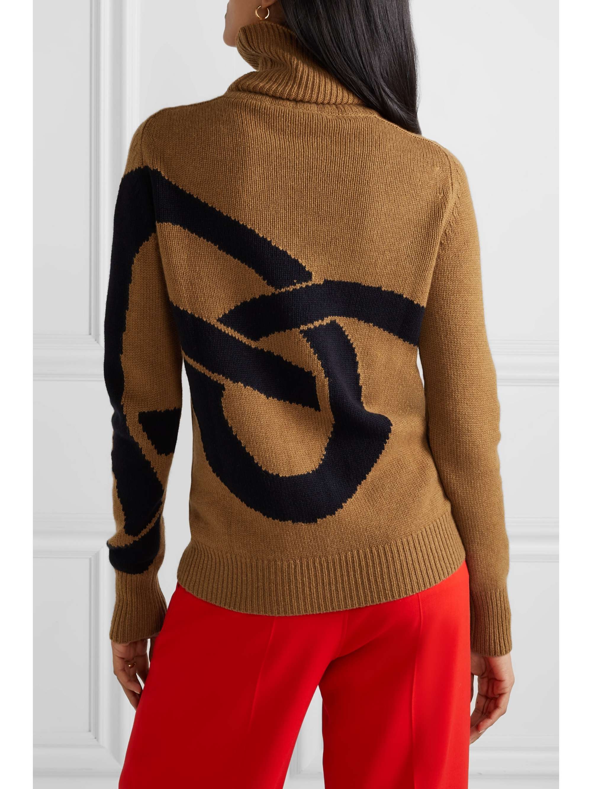 VICTORIA BECKHAM Intarsia cashmere turtleneck sweater