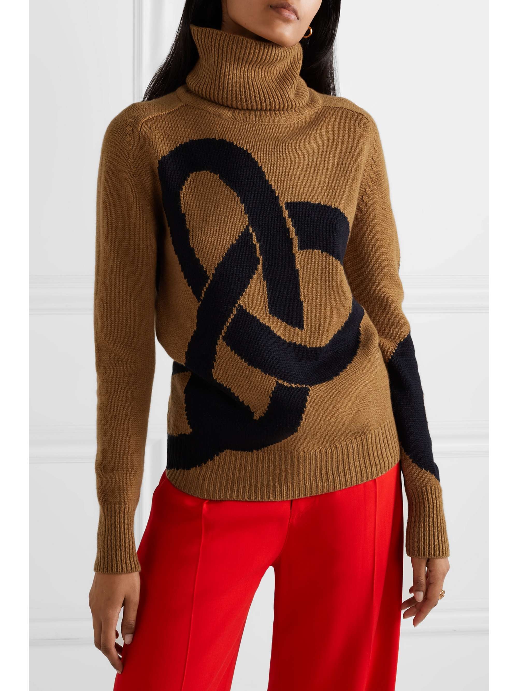 VICTORIA BECKHAM Intarsia cashmere turtleneck sweater