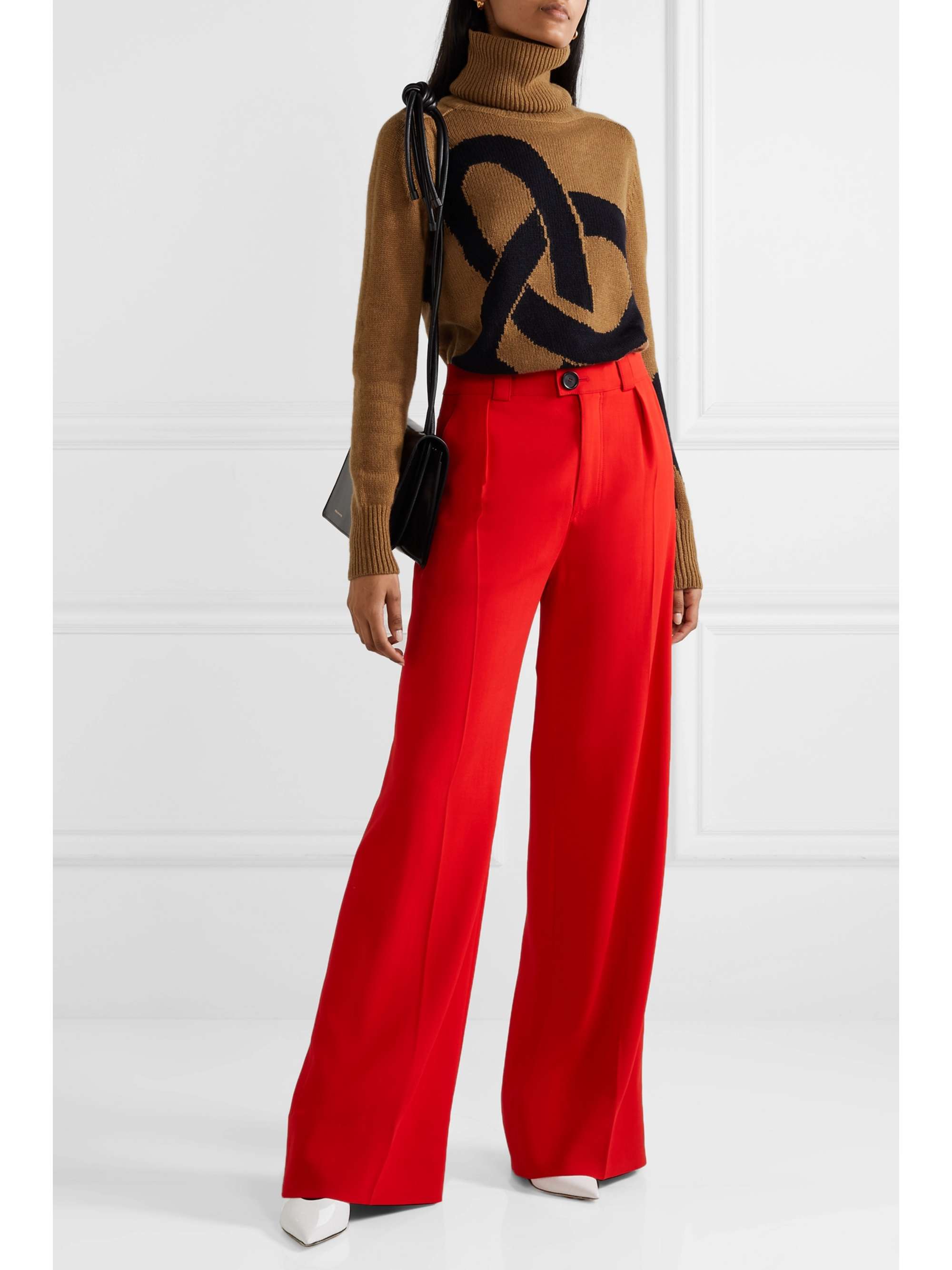 VICTORIA BECKHAM Intarsia cashmere turtleneck sweater