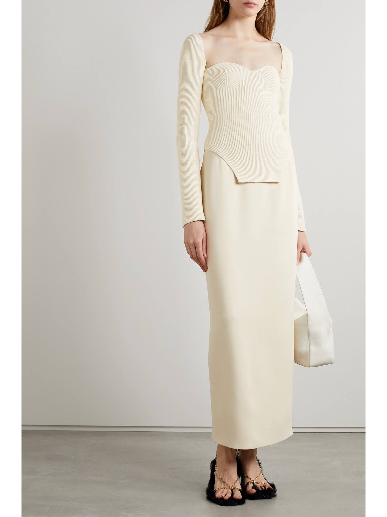 Khaite Maddy Ribbed-knit Sweater In Cream