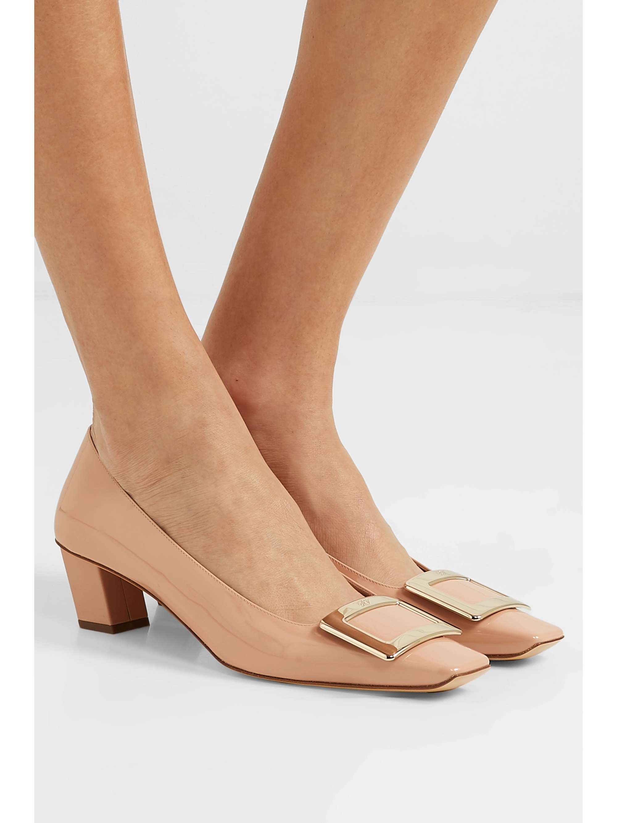 ROGER VIVIER Belle Vivier leather-trimmed bouclé-tweed pumps