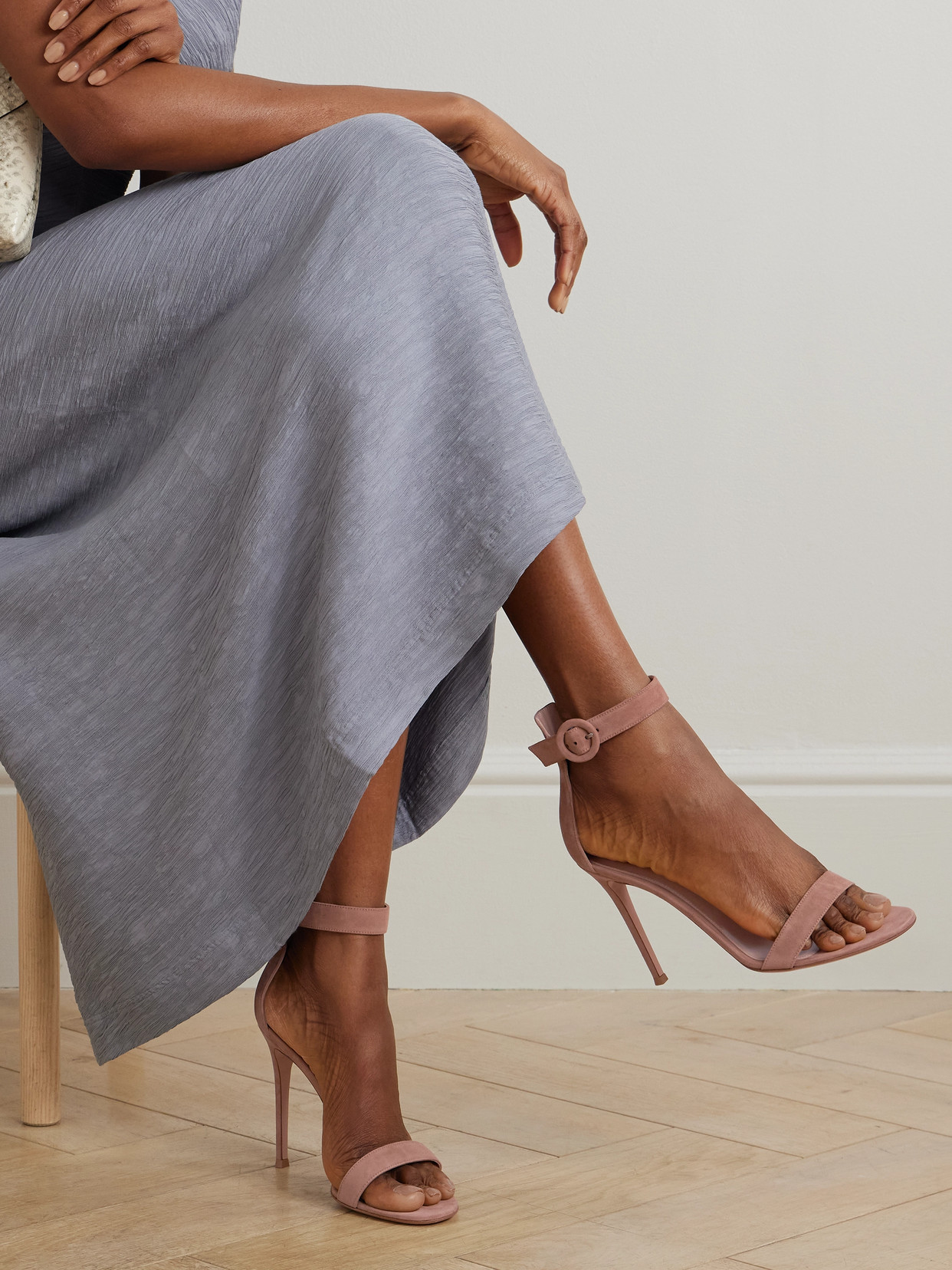 Shop Gianvito Rossi Portofino 105 Suede Sandals In Neutrals