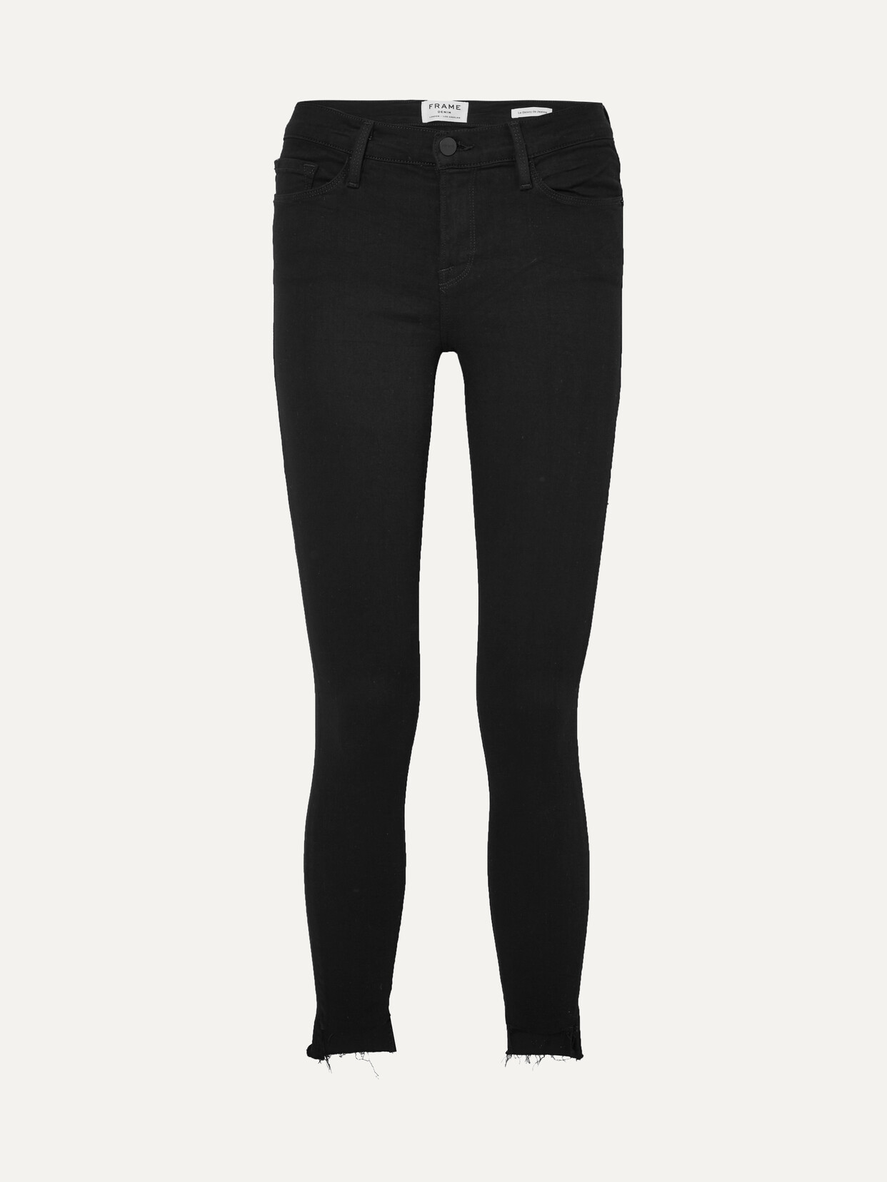 FRAME Le Skinny De Jeanne Raw Stagger Mid-rise Jeans - Black