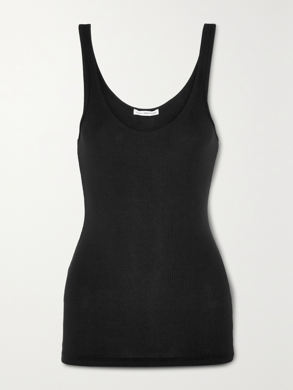 Shop James Perse The Daily Ribbed Stretch-cotton Tank In Black