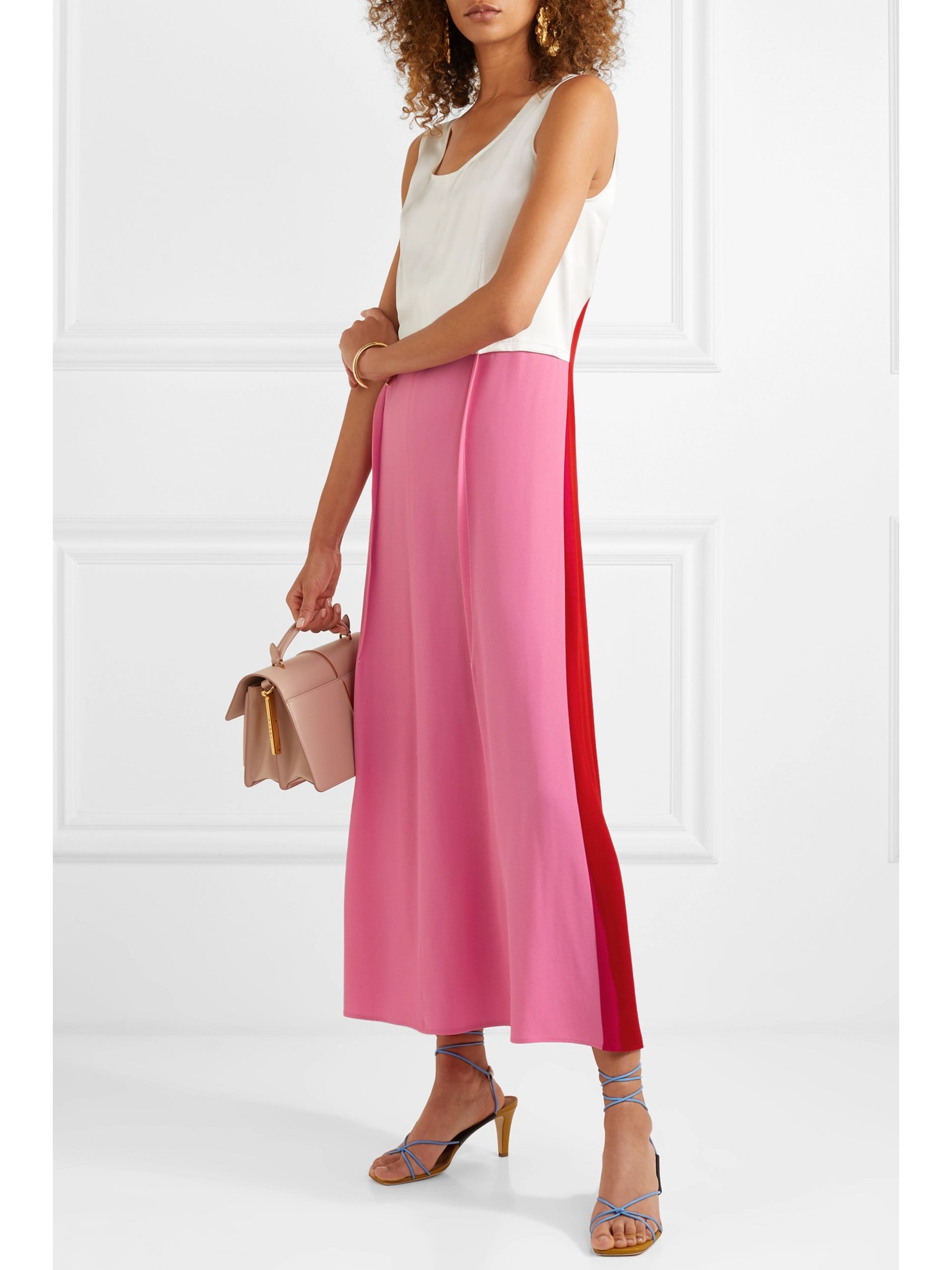 pink colour maxi dress