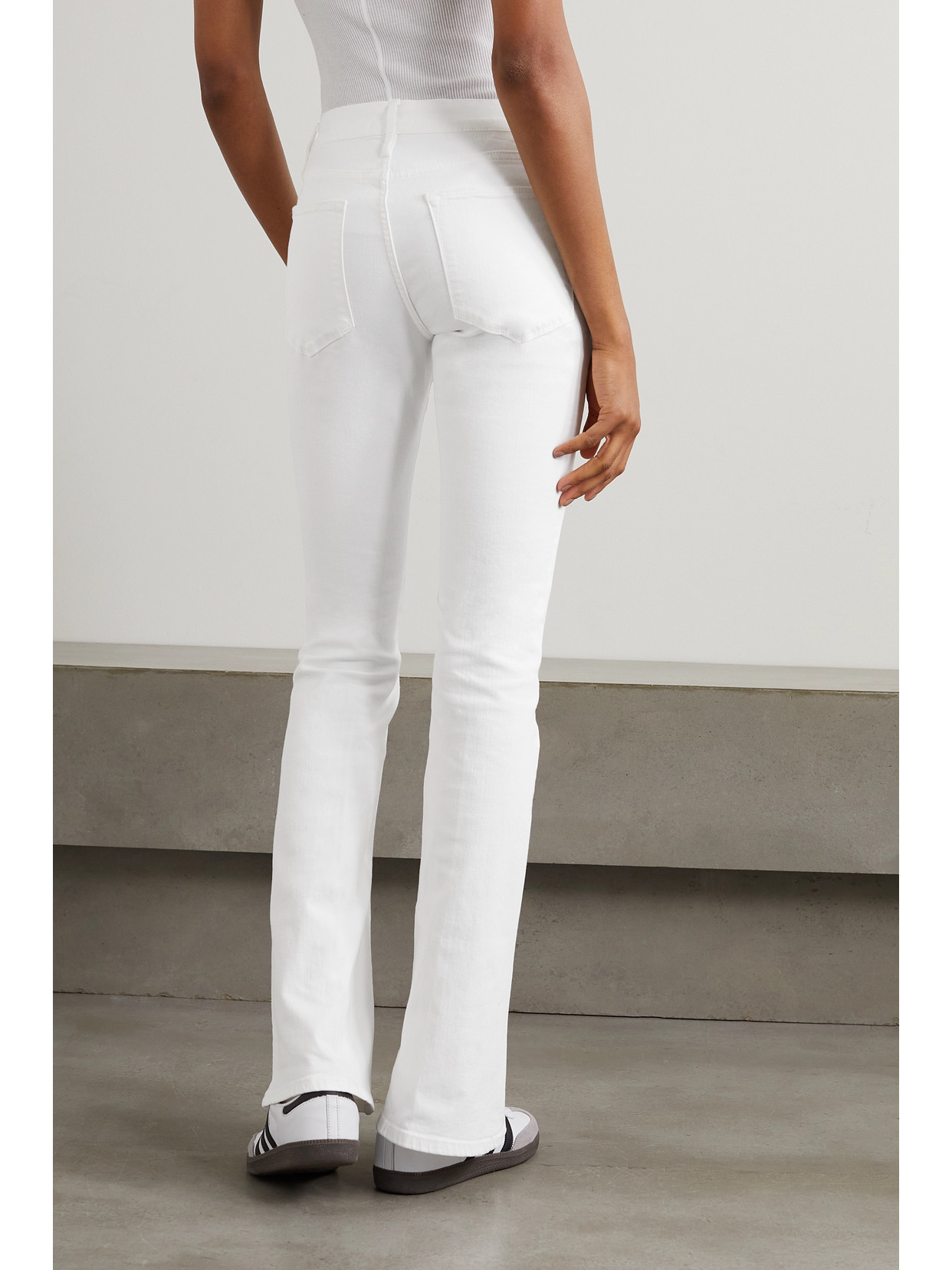 Frame Le One High Waist Flare Jeans In White