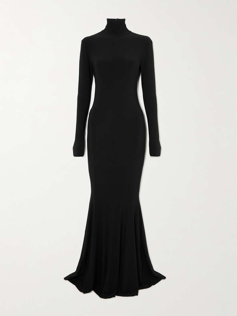 Norma Kamali Stretch-jersey Turtleneck Gown
