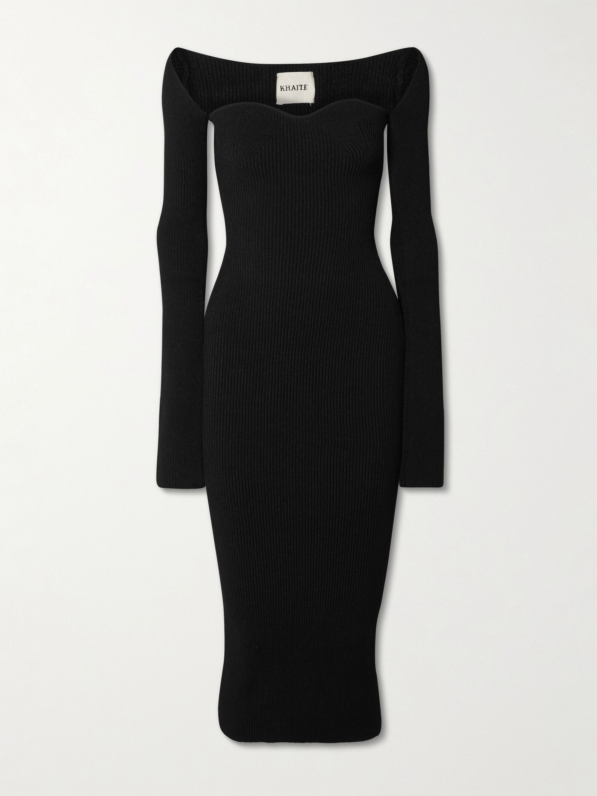 Black Beth ribbed-knit midi dress | KHAITE | NET-A-PORTER