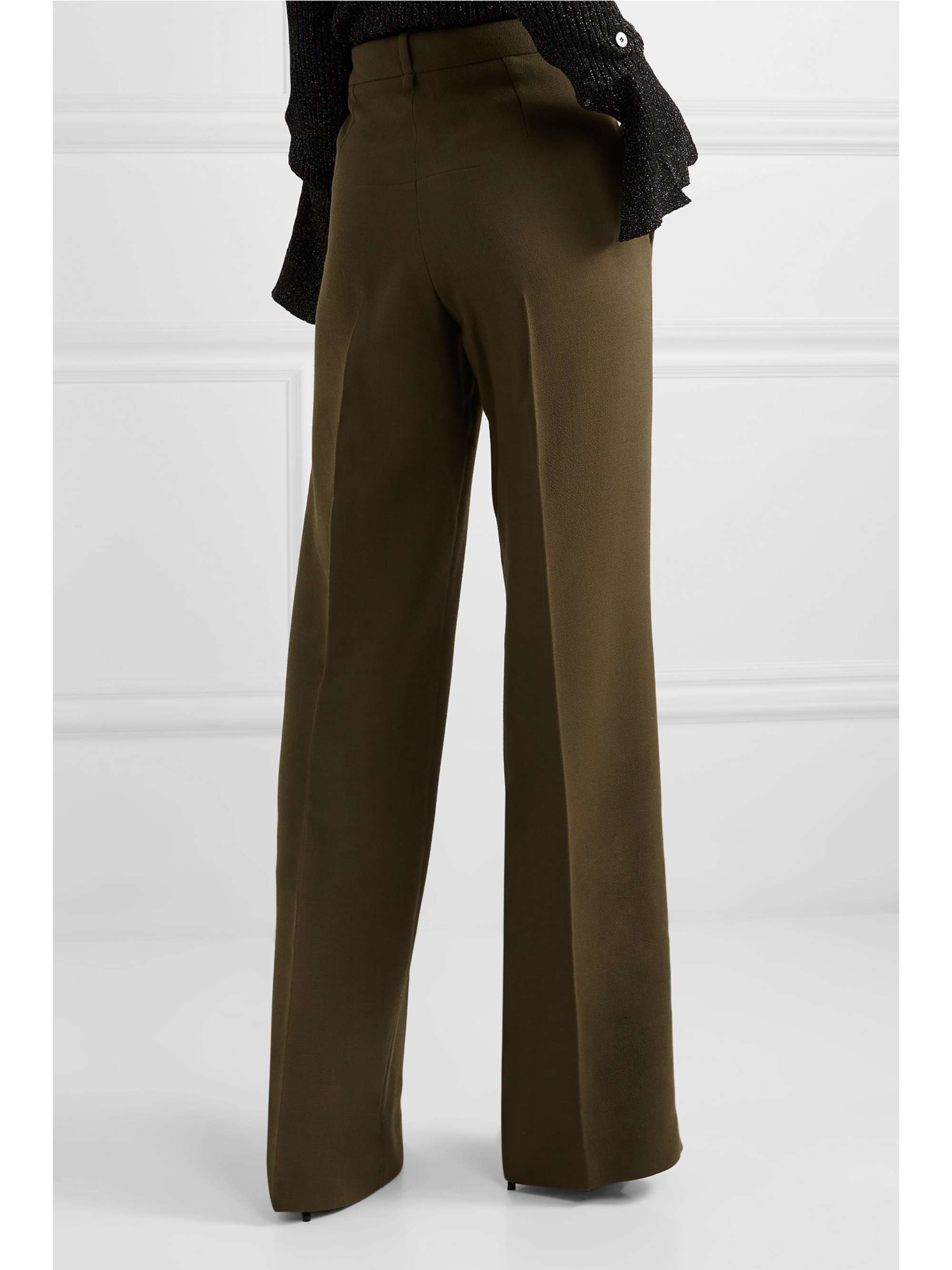 ROLAND MOURET Palmetto 纽扣细节羊毛绉纱阔腿裤