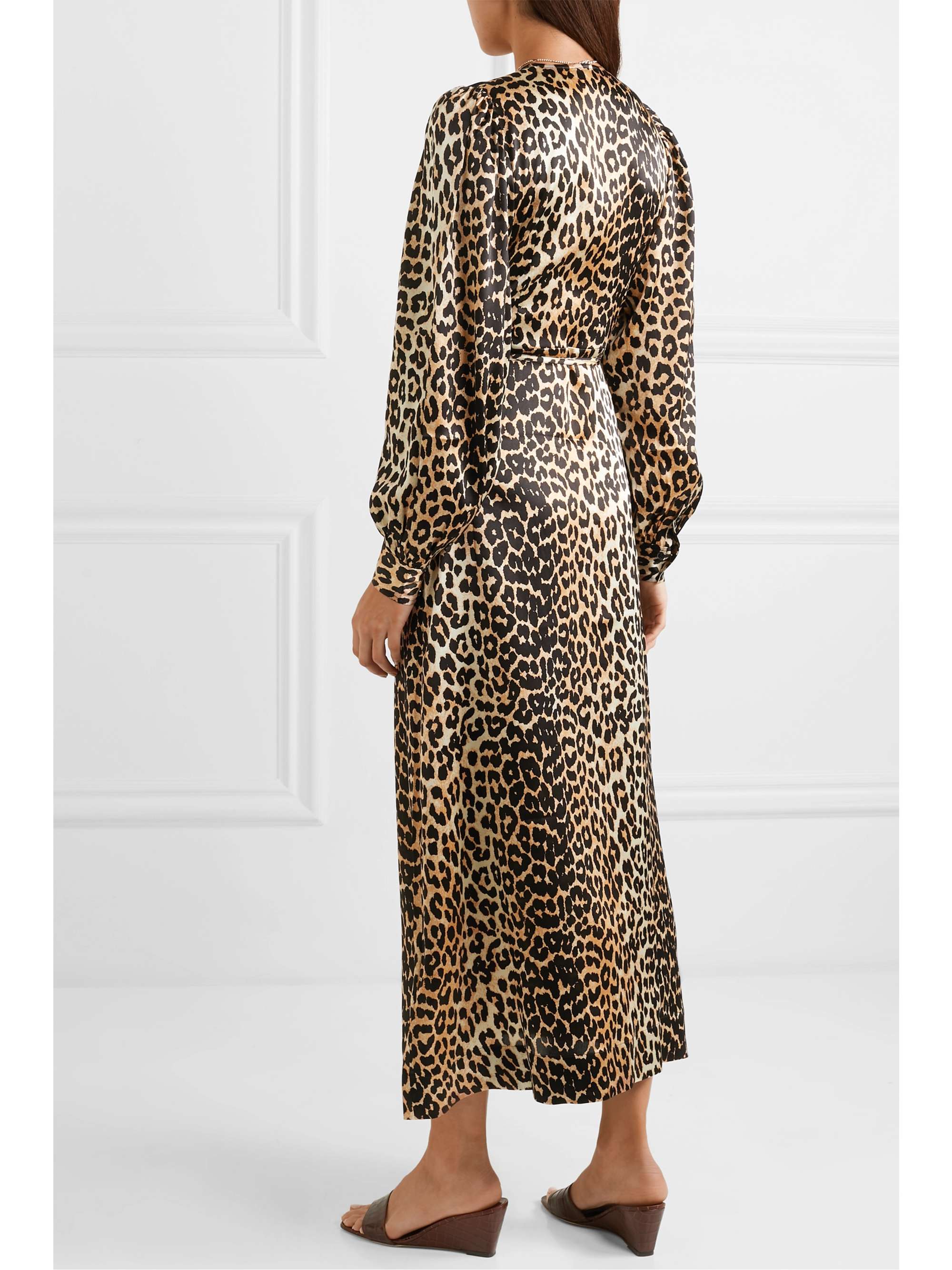 silk leopard print wrap dress
