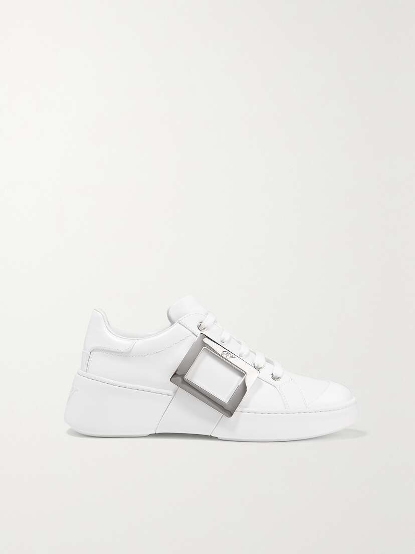 Roger Vivier Skate Embellished Rubber-trimmed Leather Sneakers