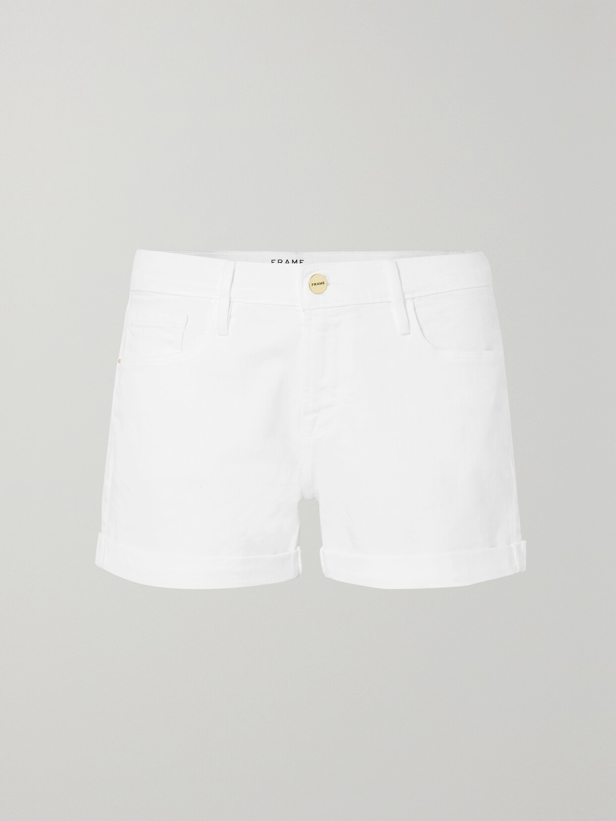 Frame Le Super High Raw Fray Shorts Au Natural Clean In Off White