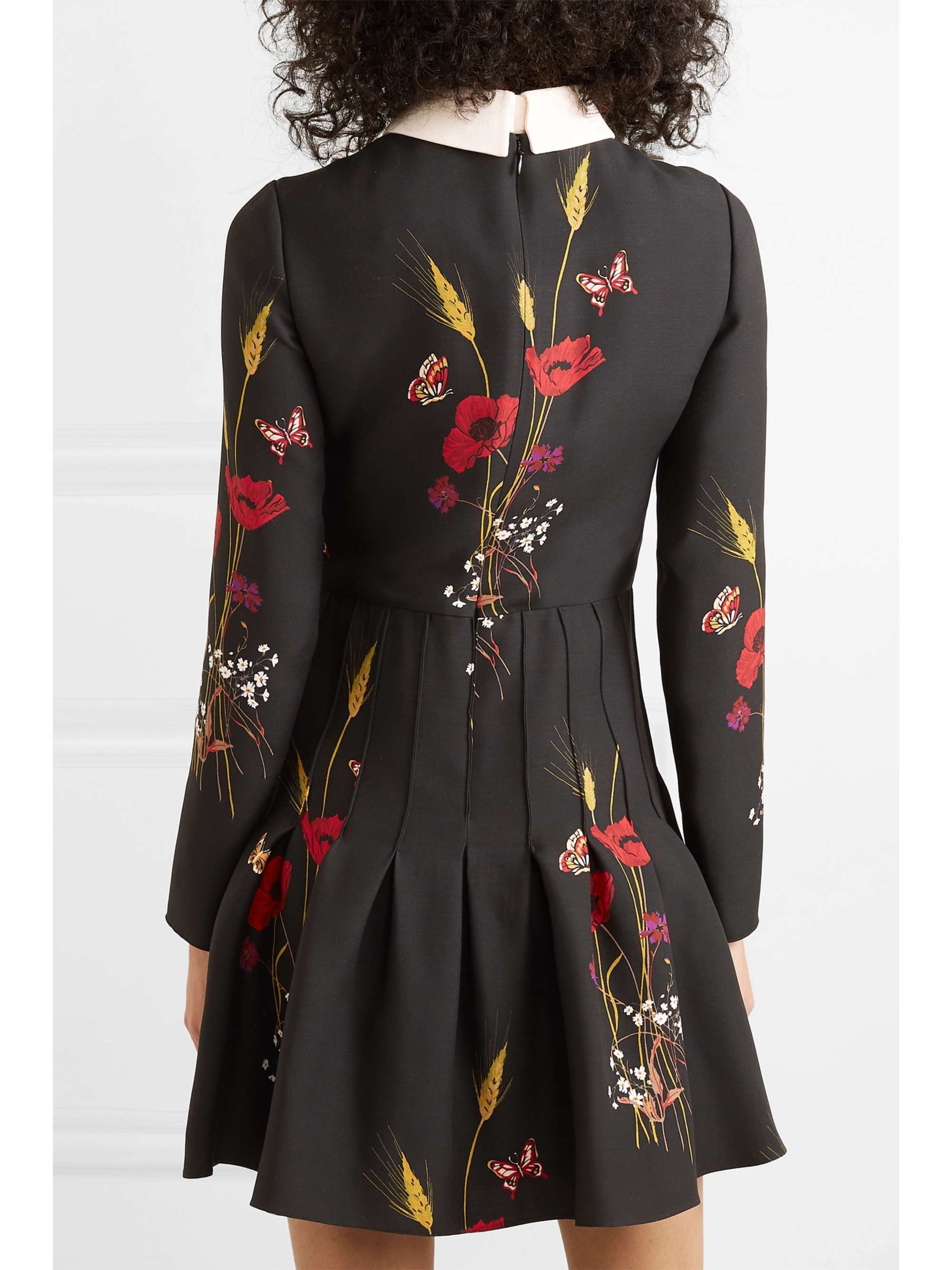 VALENTINO GARAVANI Floral-print wool and silk-blend mini dress