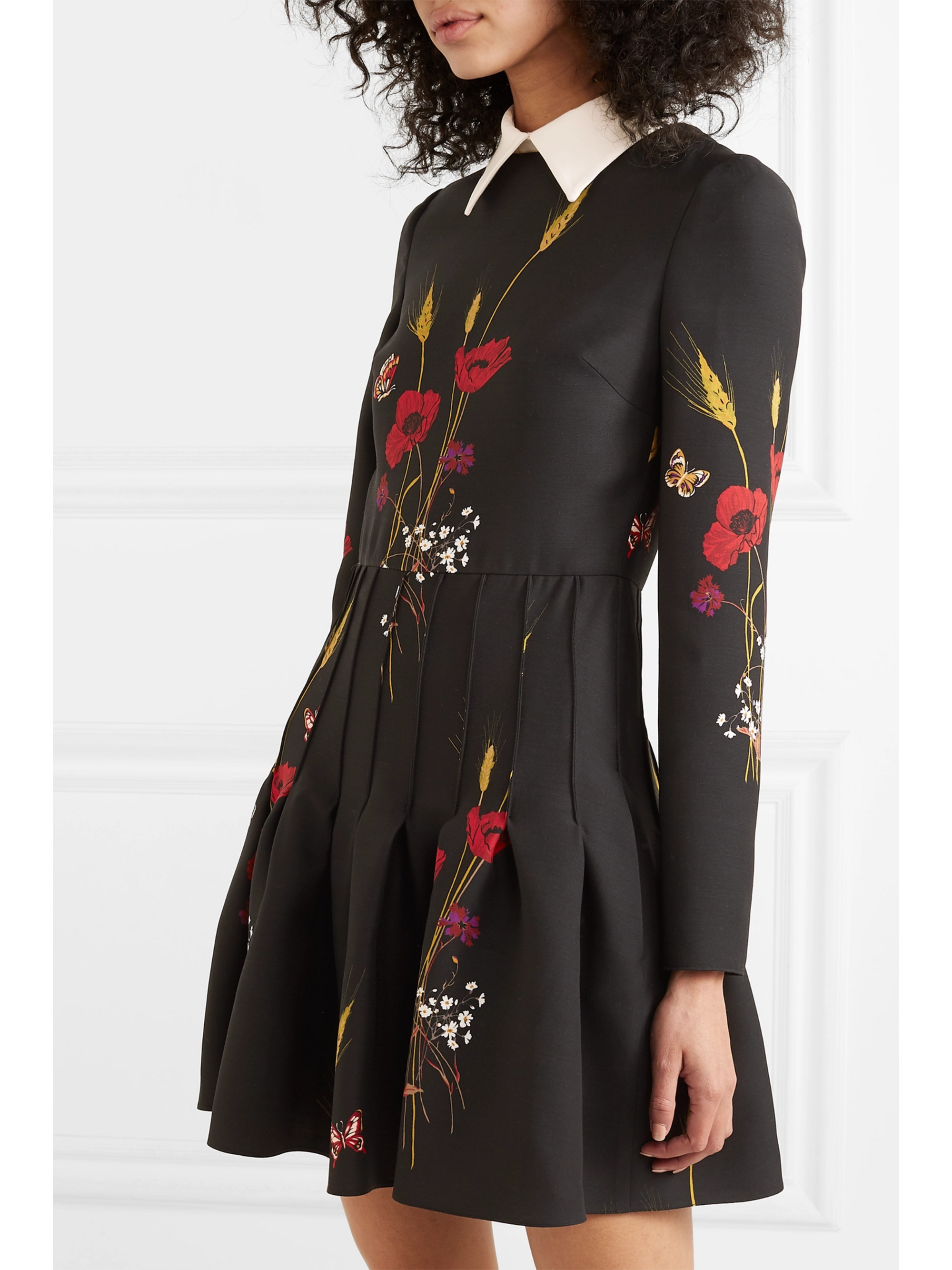 Valentino Garavani Floral-print wool and silk-blend mini dress thumbnail