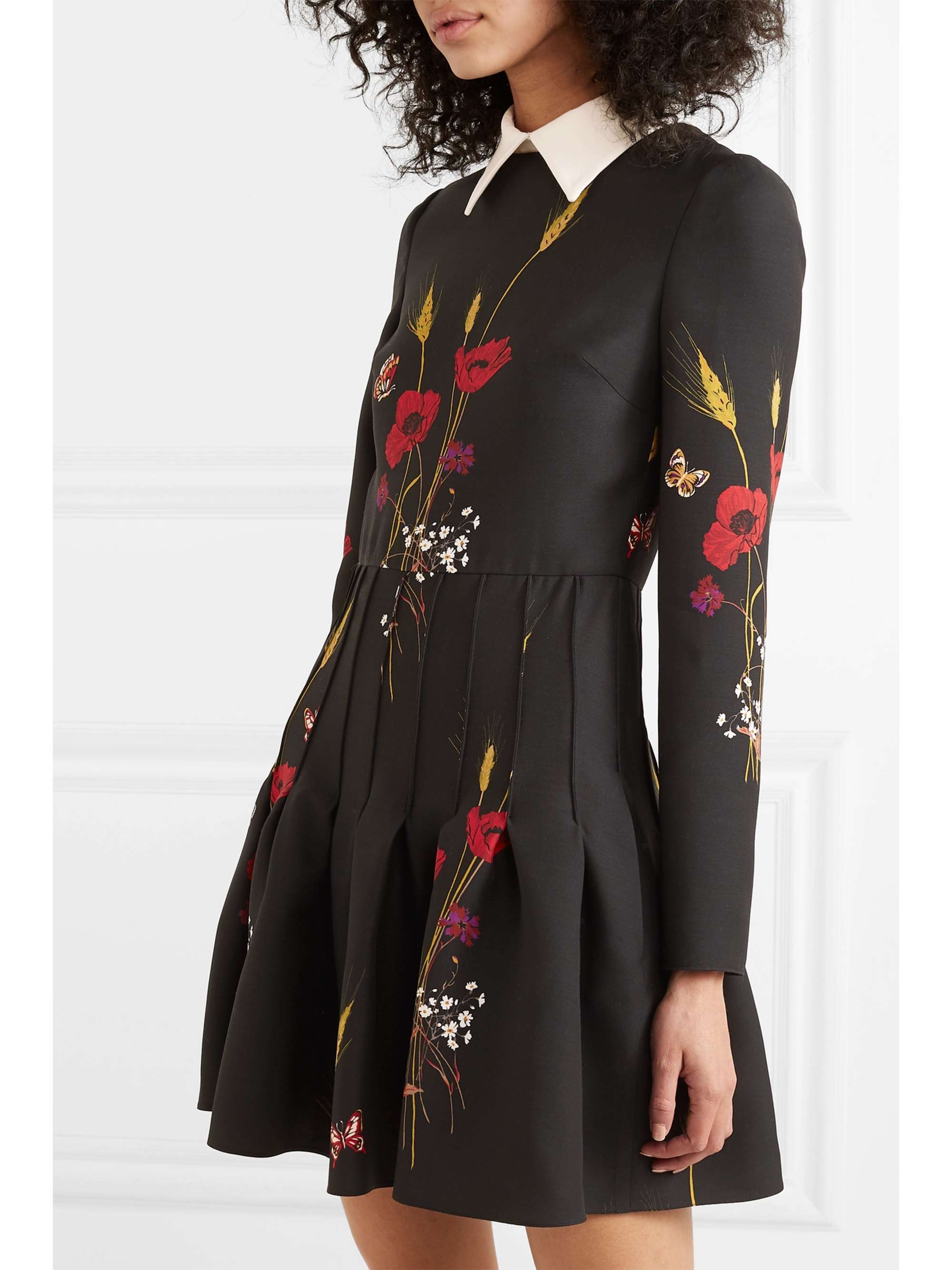 VALENTINO GARAVANI Floral-print wool and silk-blend mini dress