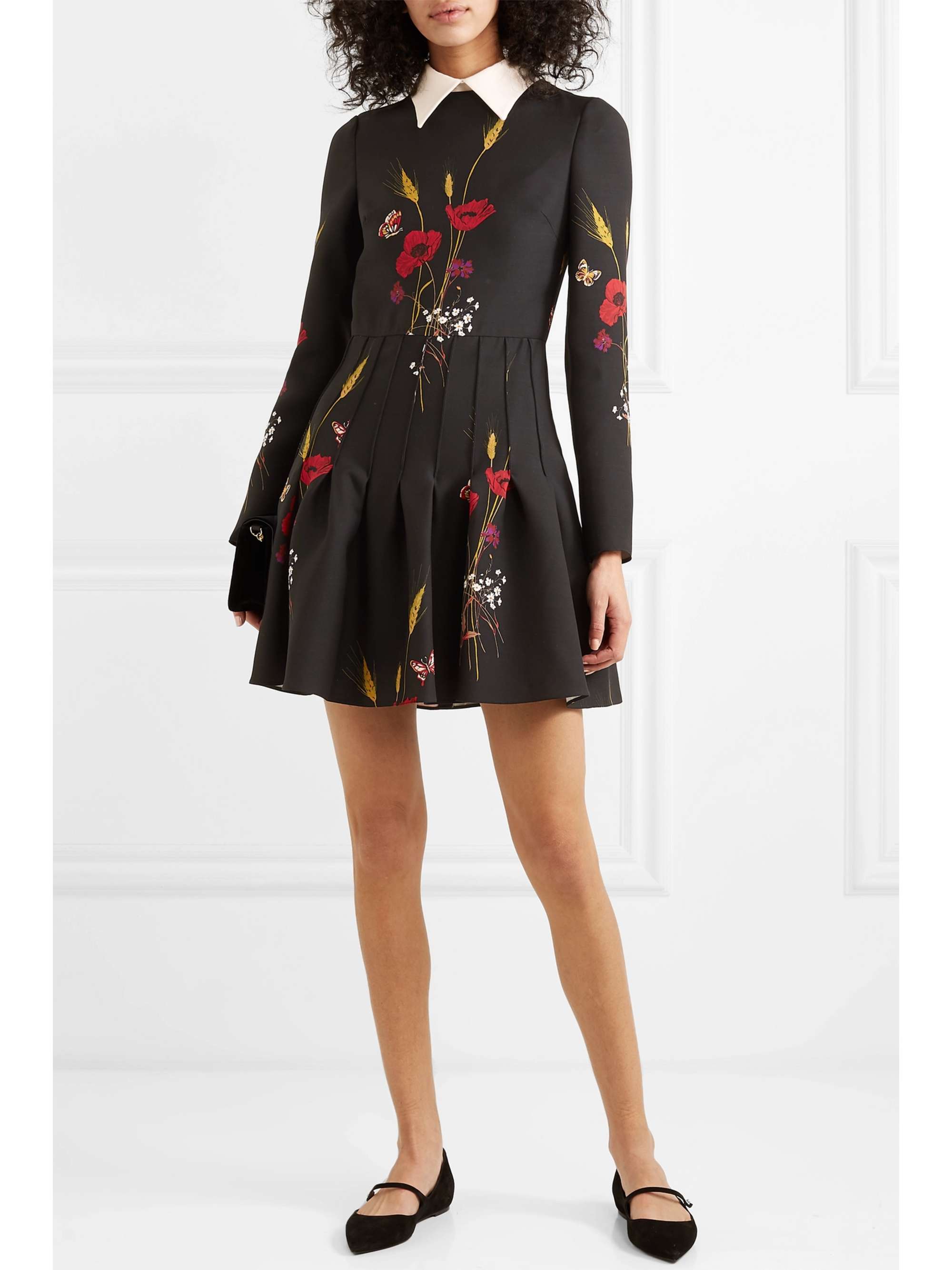 VALENTINO GARAVANI Floral-print wool and silk-blend mini dress