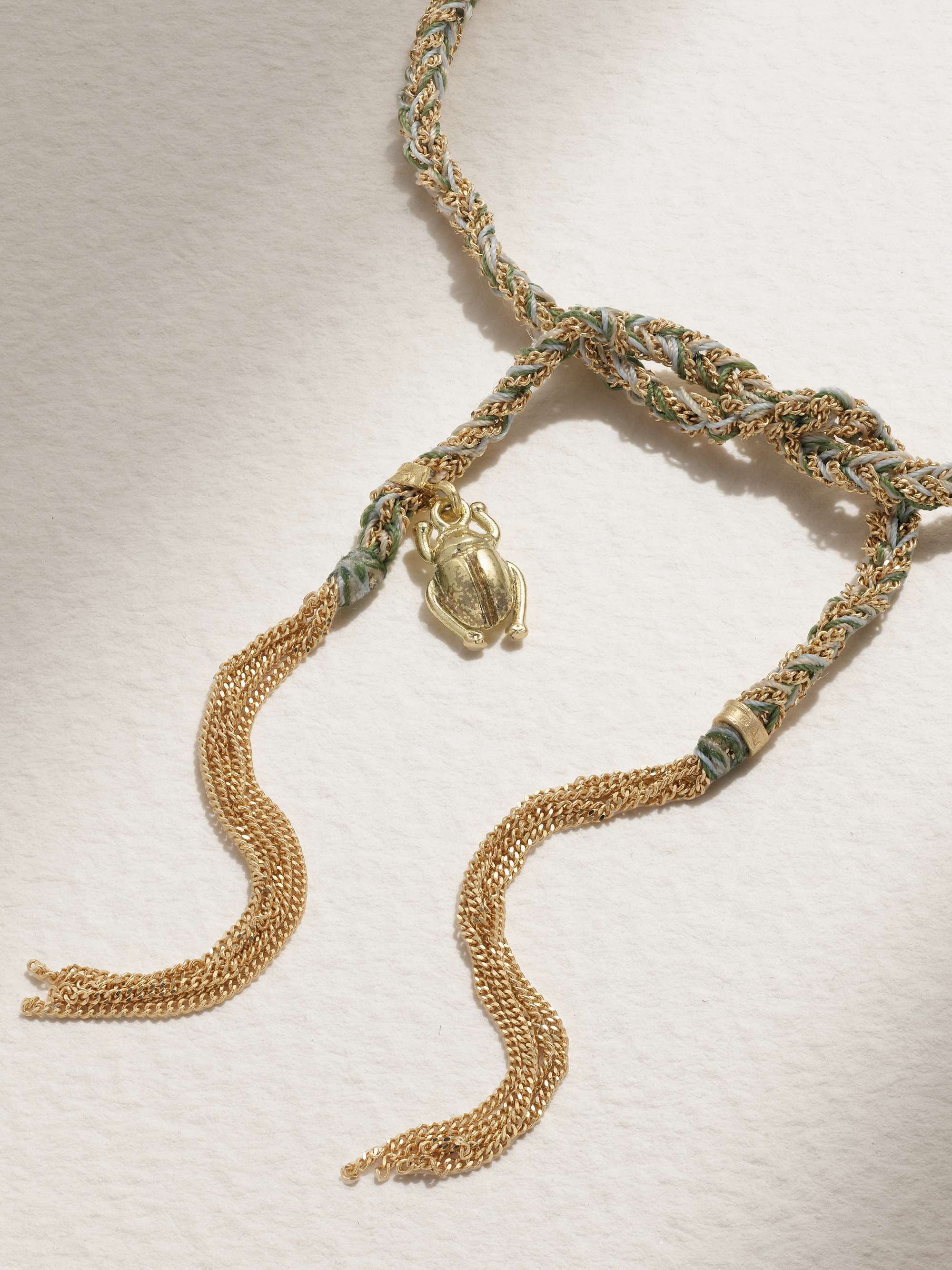 CAROLINA BUCCI Protection Lucky 18-karat gold, diamond and silk bracelet