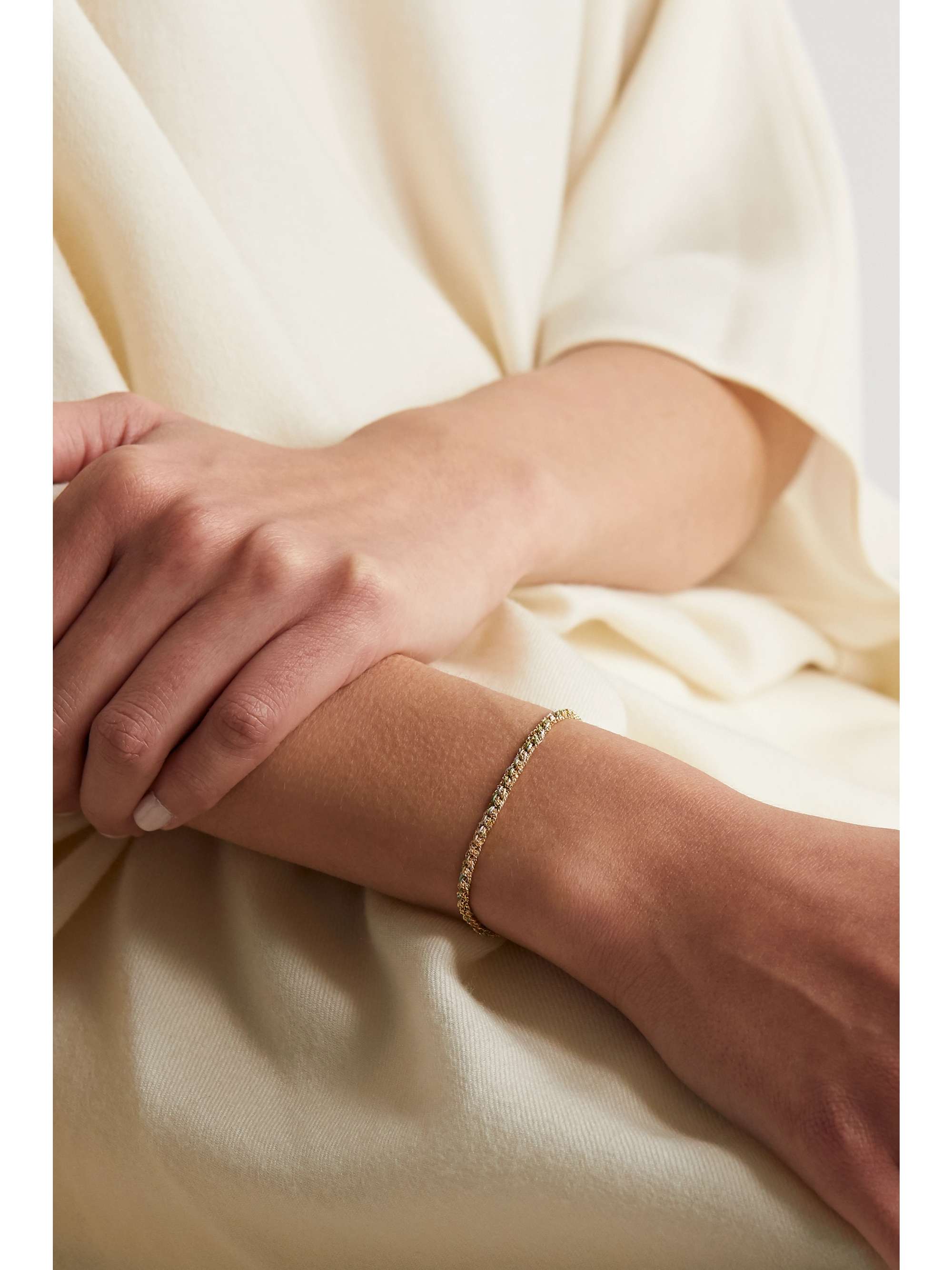 CAROLINA BUCCI Protection Lucky 18-karat gold, diamond and silk bracelet