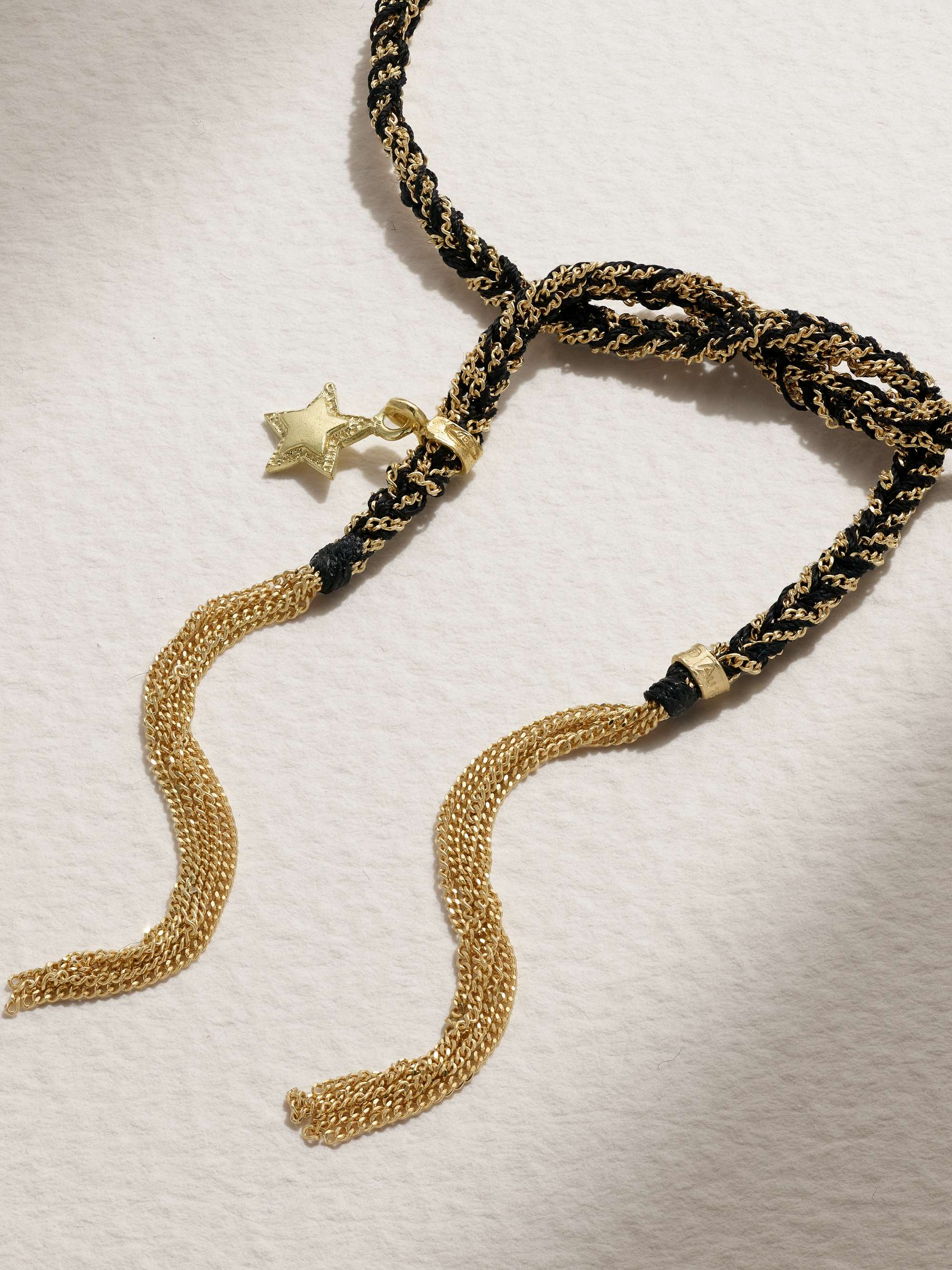 CAROLINA BUCCI Protection Lucky 18-karat gold, diamond and silk bracelet