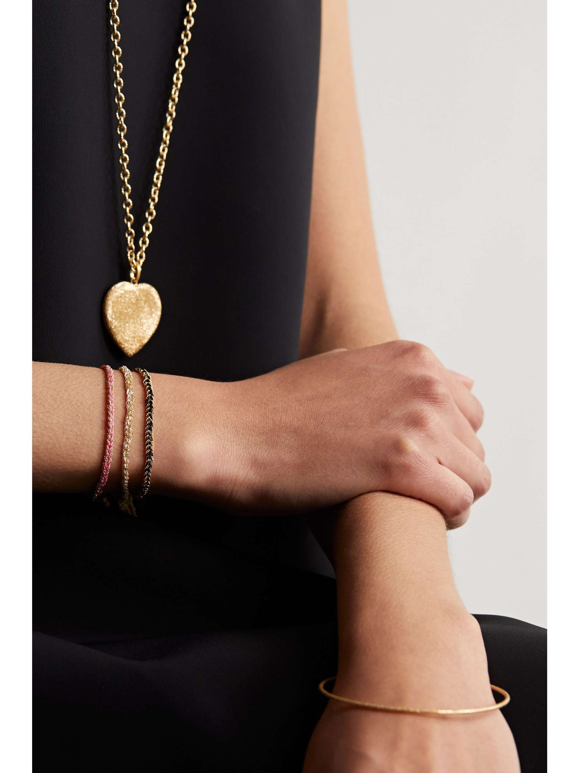CAROLINA BUCCI Protection Lucky 18-karat gold, diamond and silk bracelet