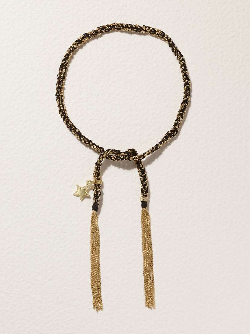 Carolina Bucci Health Lucky 18-karat Gold And Silk Bracelet