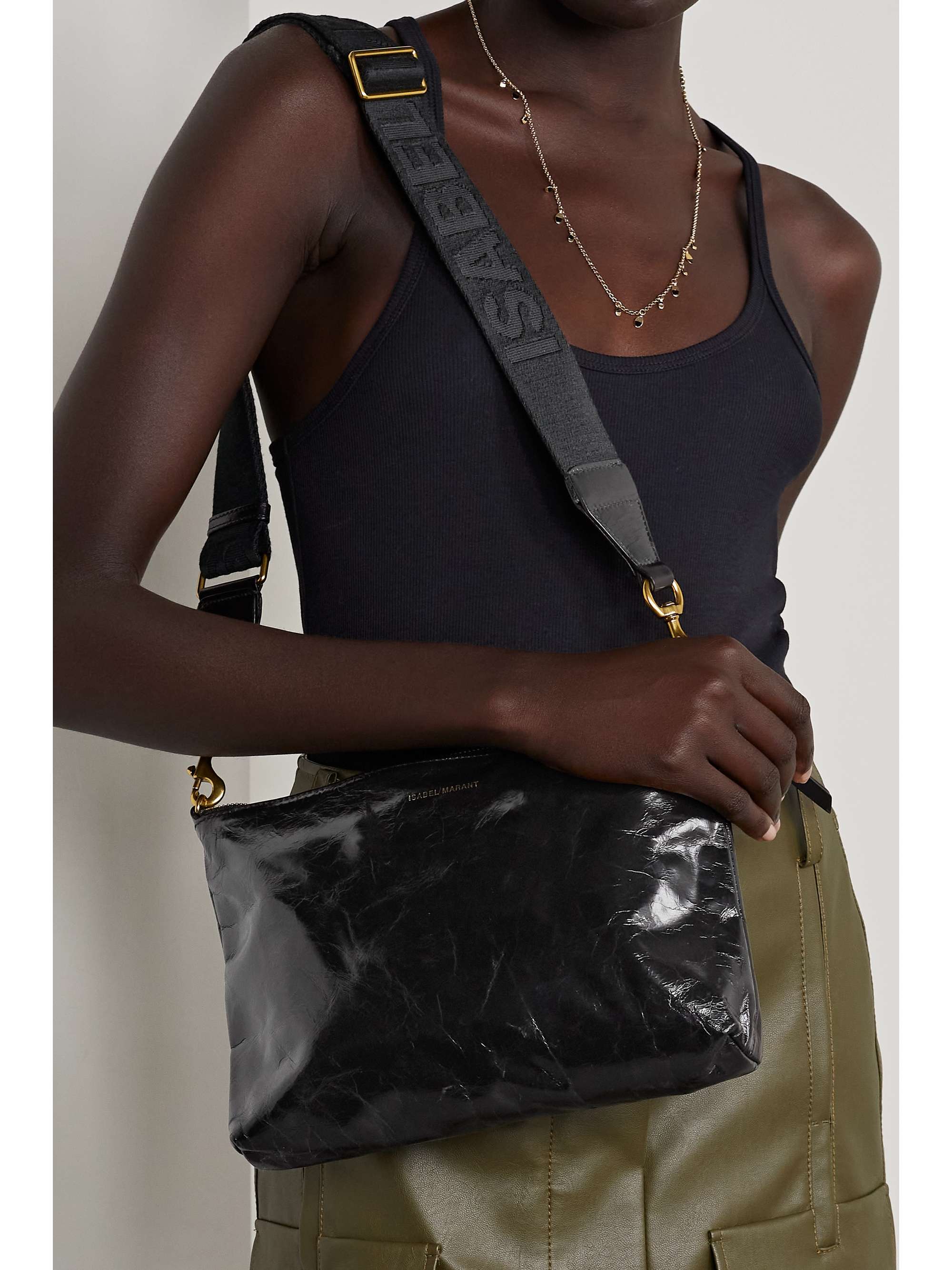 ISABEL MARANT Nessah crinkled patent-leather shoulder bag