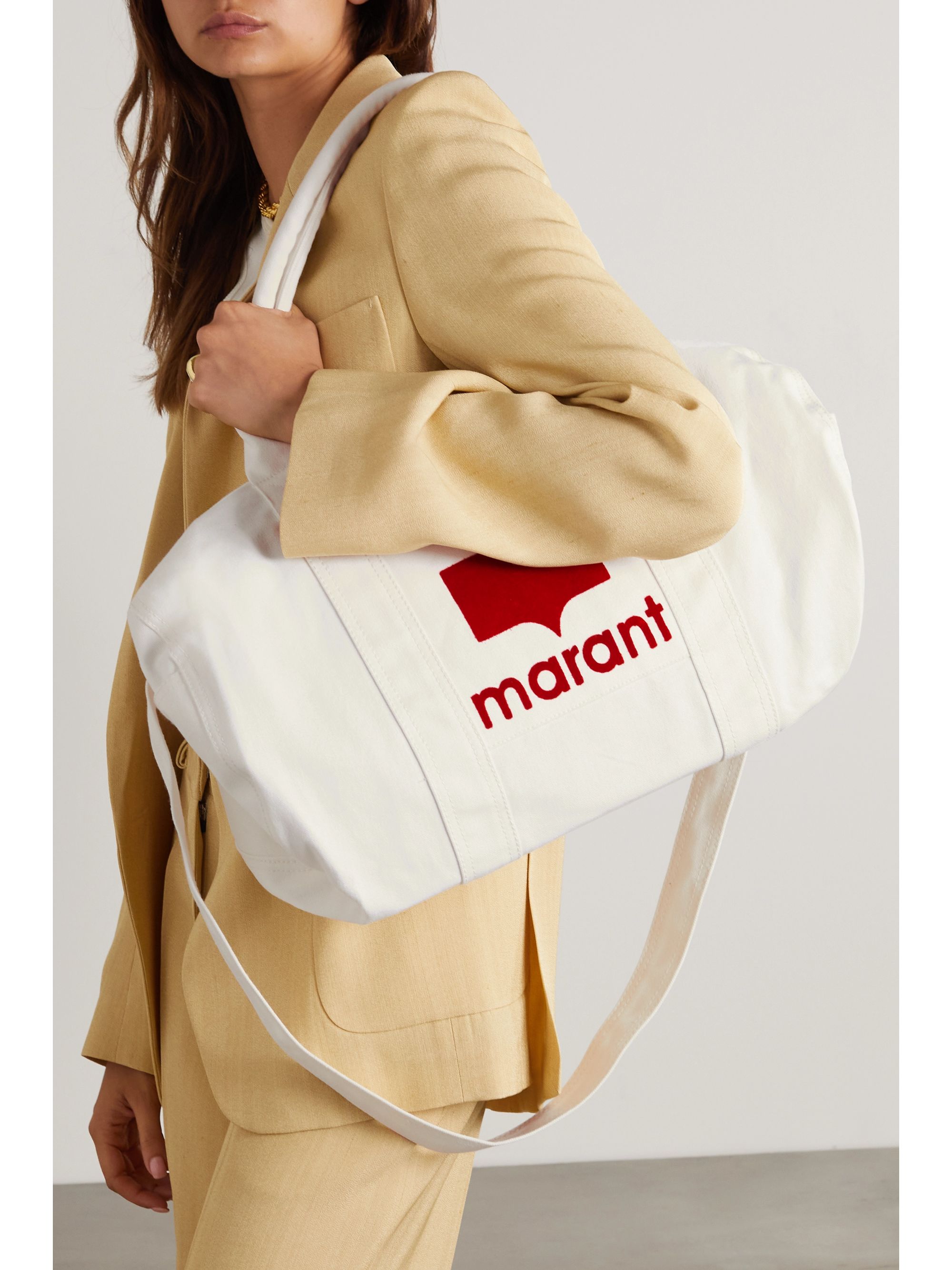 ISABEL MARANT Nayogi flocked cotton-canvas weekend bag