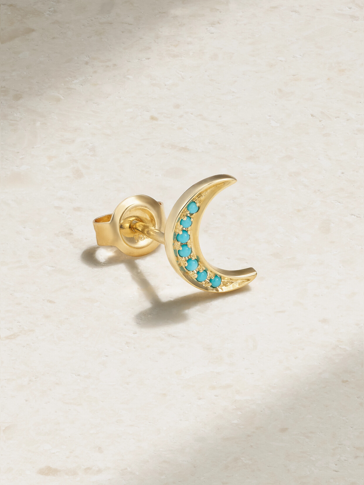 Andrea Fohrman Mini Crescent 14-karat Gold Turquoise Earring