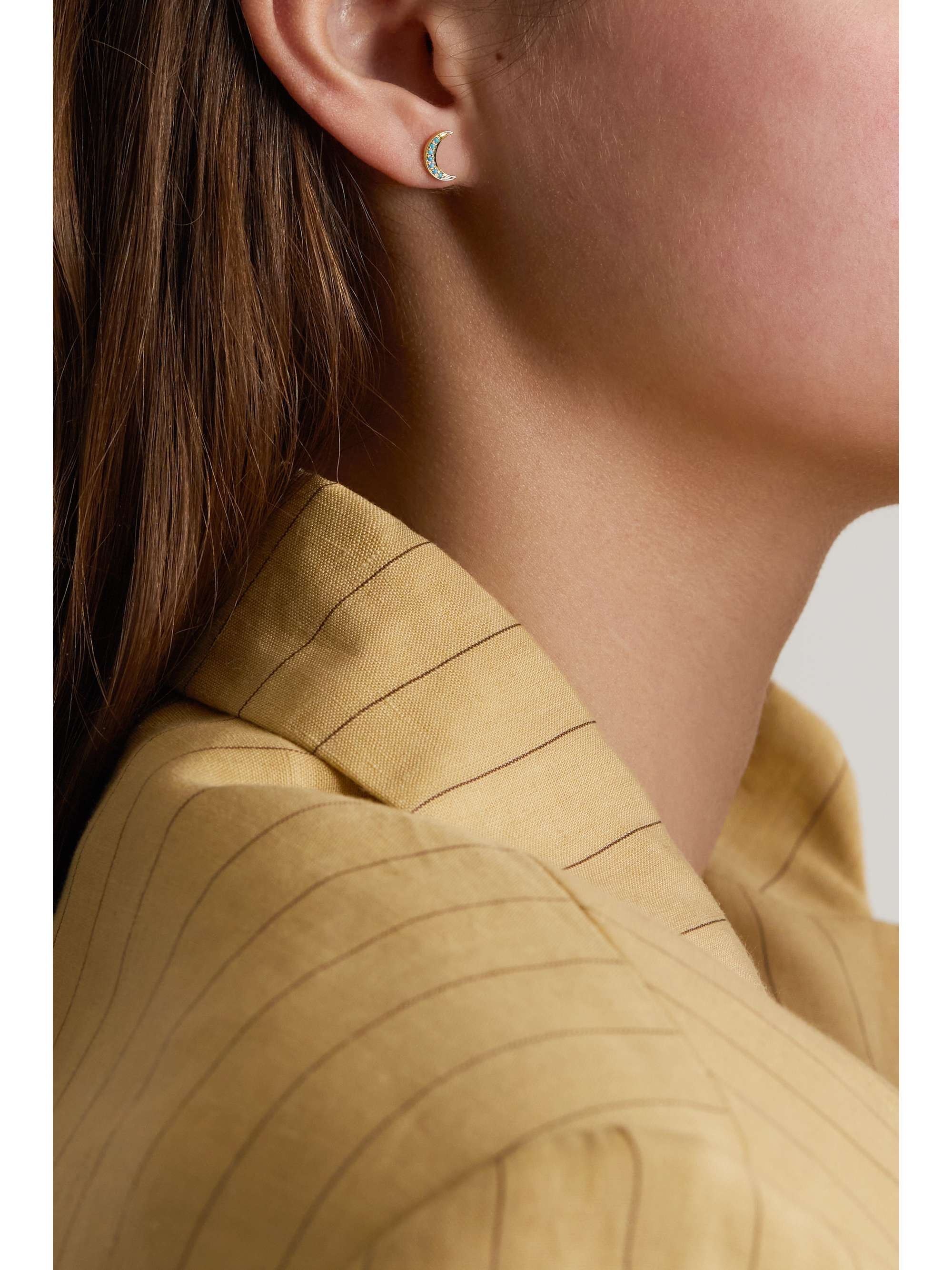 ANDREA FOHRMAN Mini Crescent 14-karat gold turquoise earring