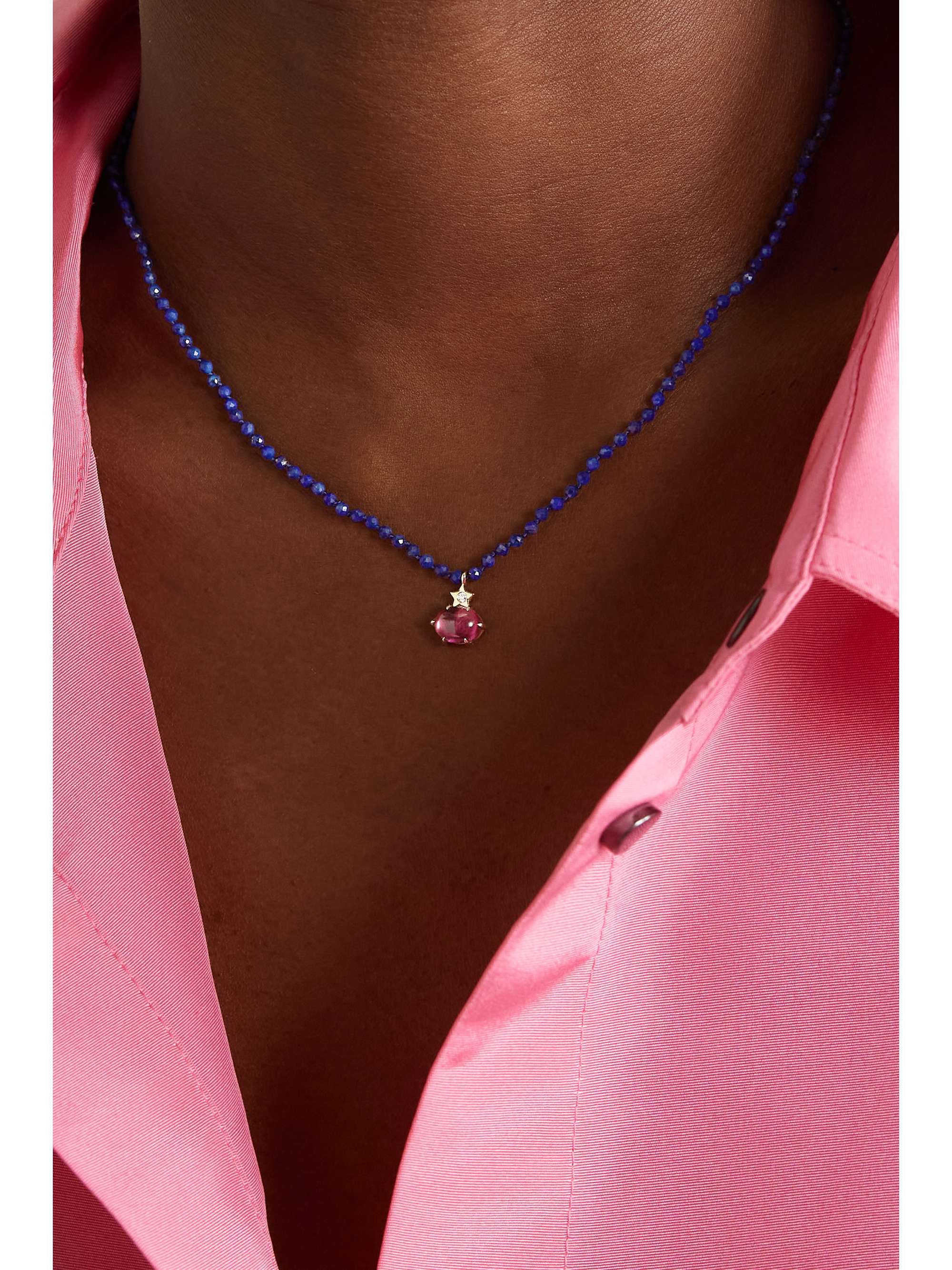 ANDREA FOHRMAN Mini Cosmo 14-karat gold multi-stone necklace