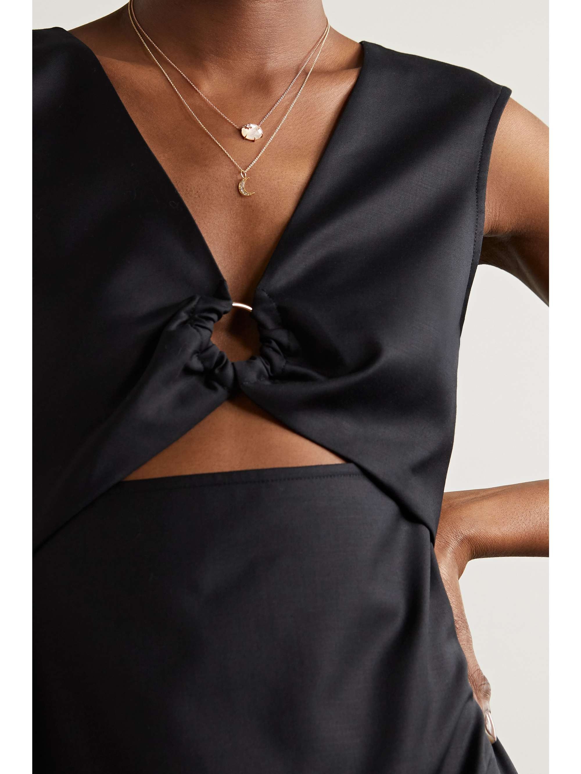 ANDREA FOHRMAN Mini Galaxy Star 14-karat rose gold, rose de France and diamond necklace