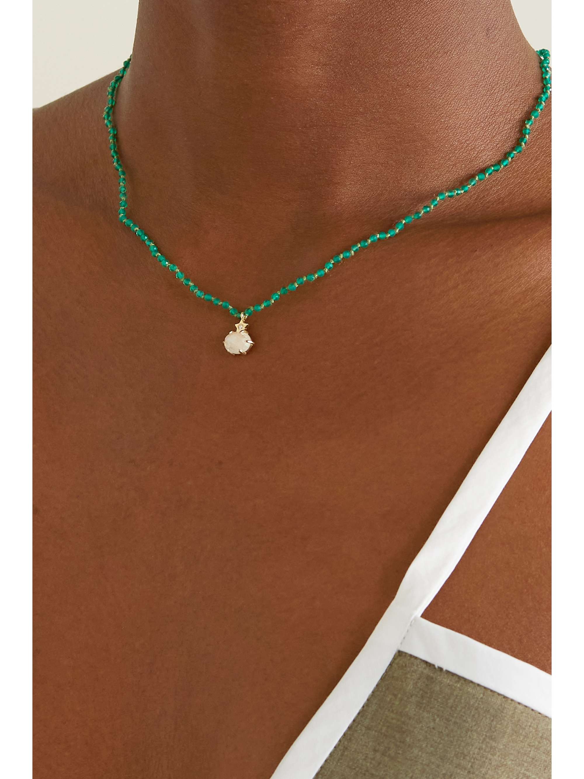 ANDREA FOHRMAN Mini Cosmo 14-karat gold multi-stone necklace