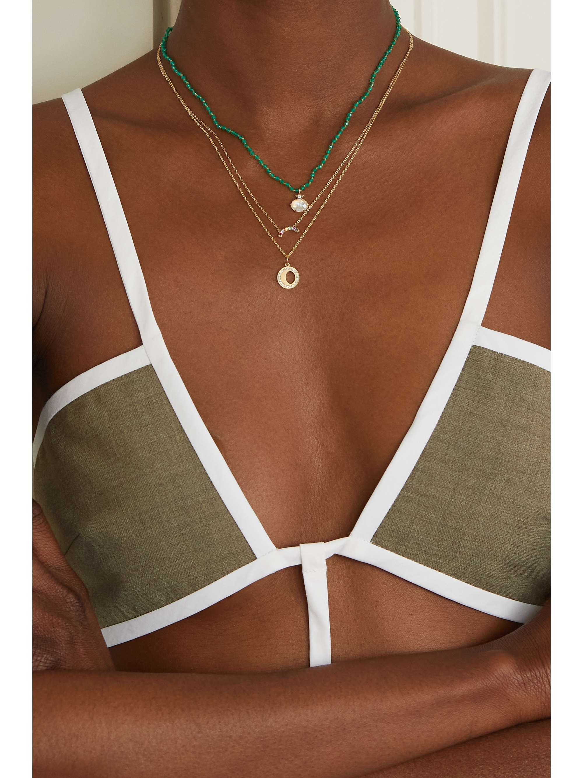 ANDREA FOHRMAN Mini Cosmo 14-karat gold multi-stone necklace