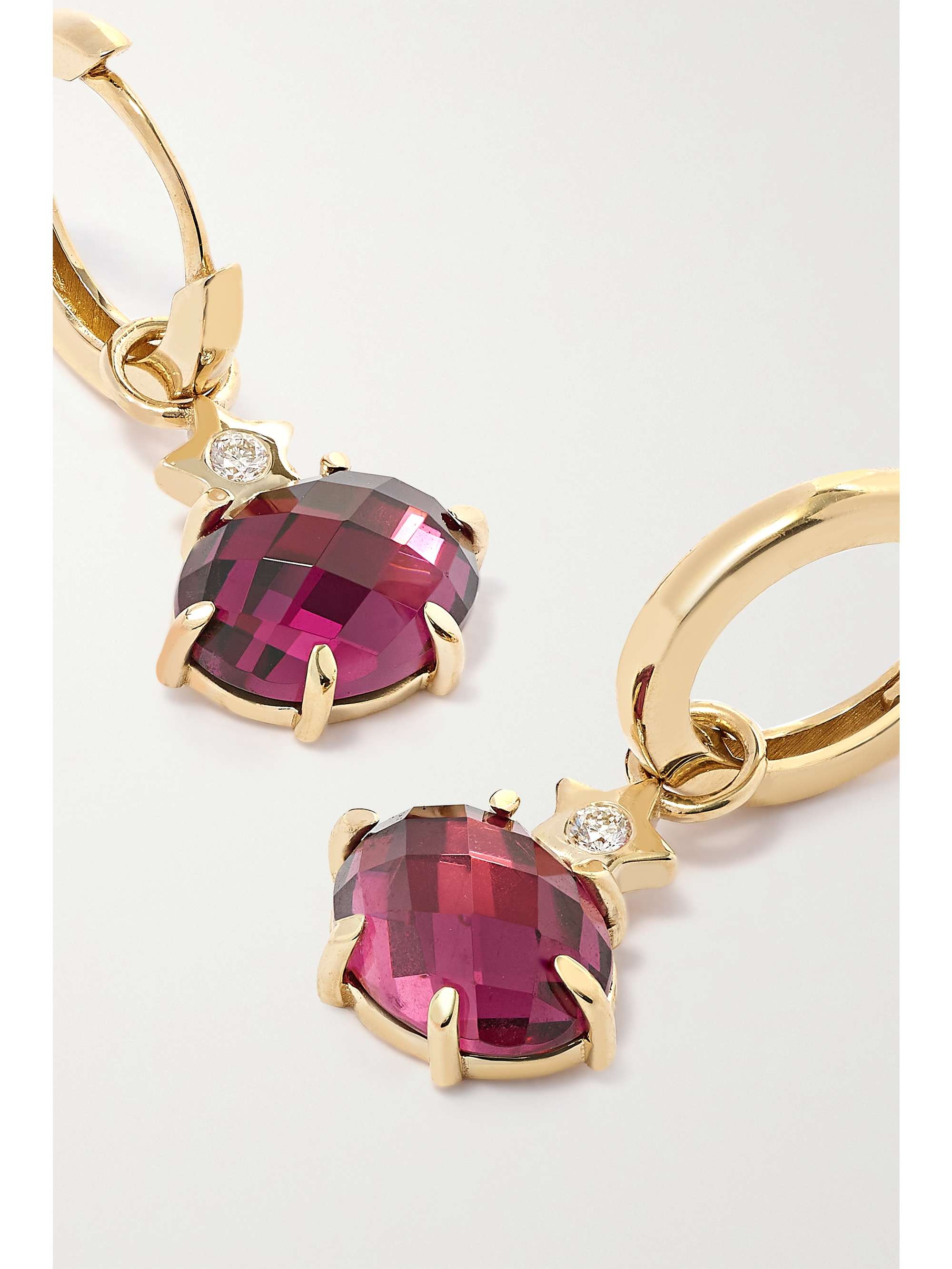 ANDREA FOHRMAN Mini Cosmo 14-karat gold, moonstone and diamond hoop earrings