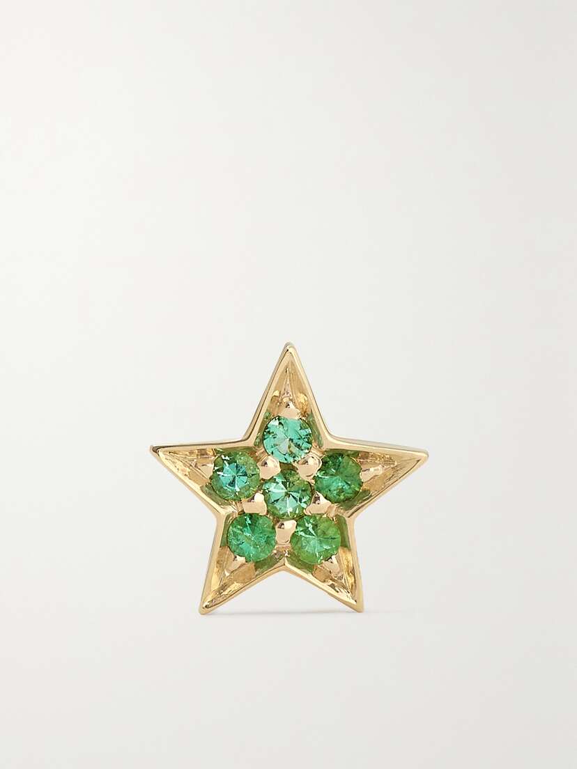 Andrea Fohrman Mini Star 14-karat Gold Emerald Earring