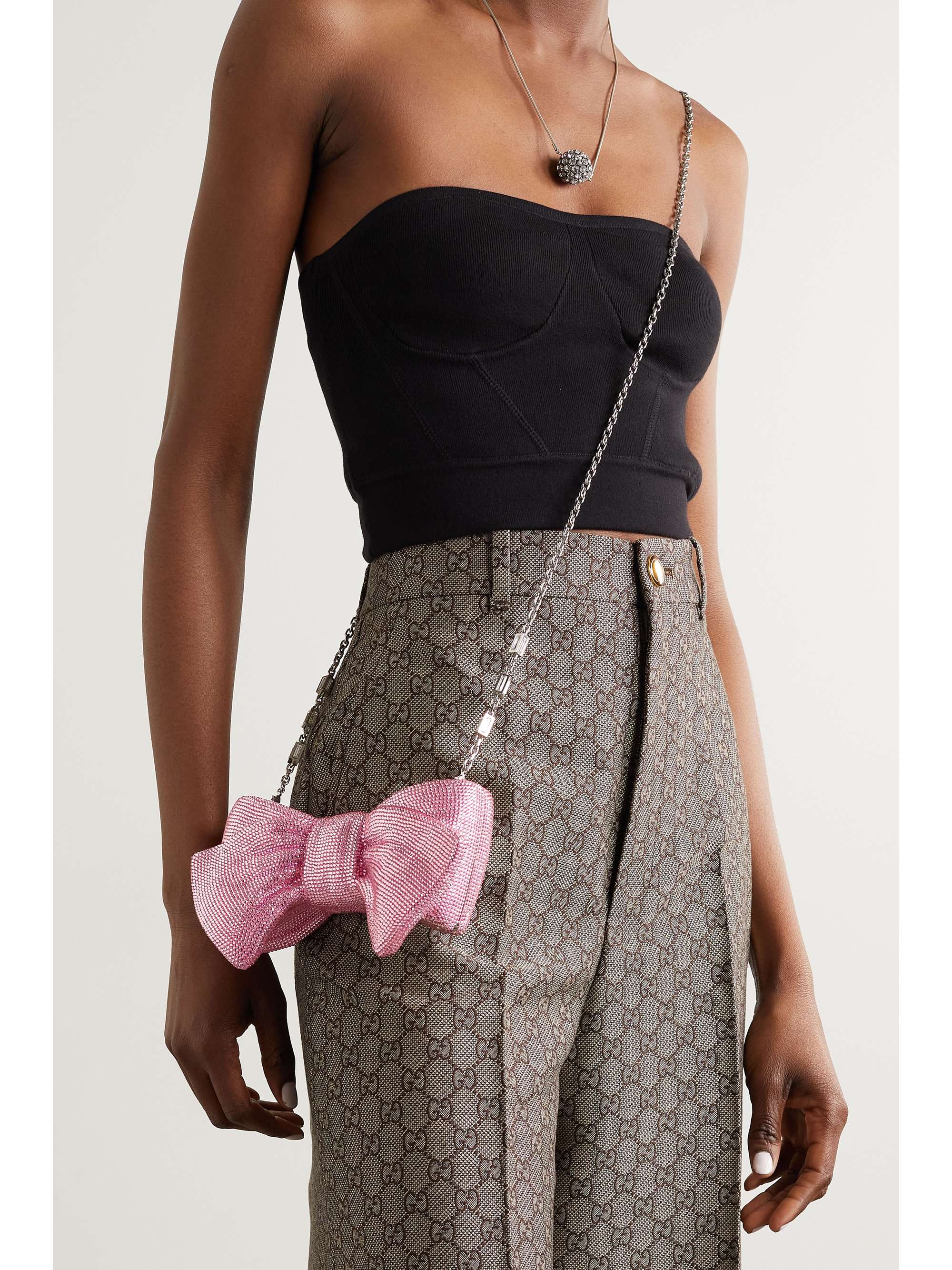 JUDITH LEIBER COUTURE Bow Just for You crystal-embellished gold-tone clutch