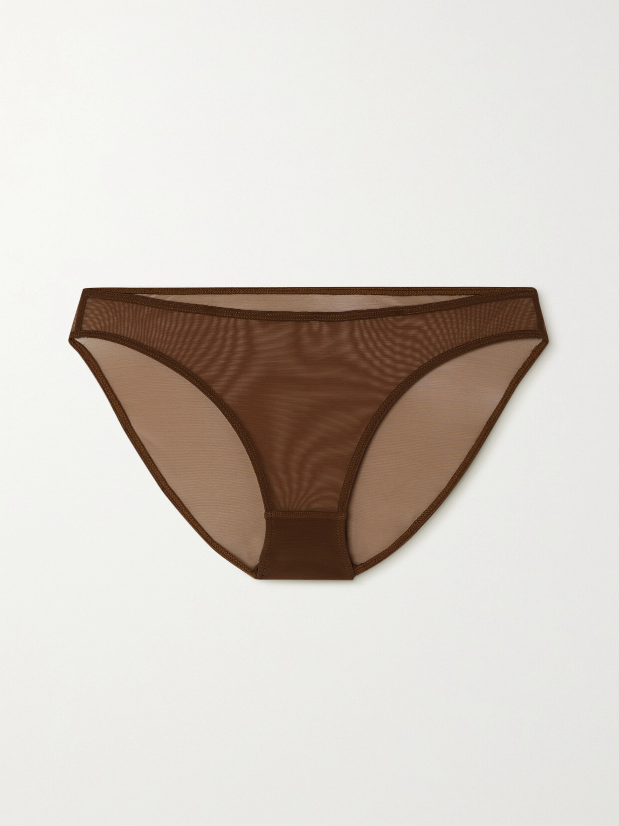 Nubian Skin Stretch-tulle Briefs - Brown