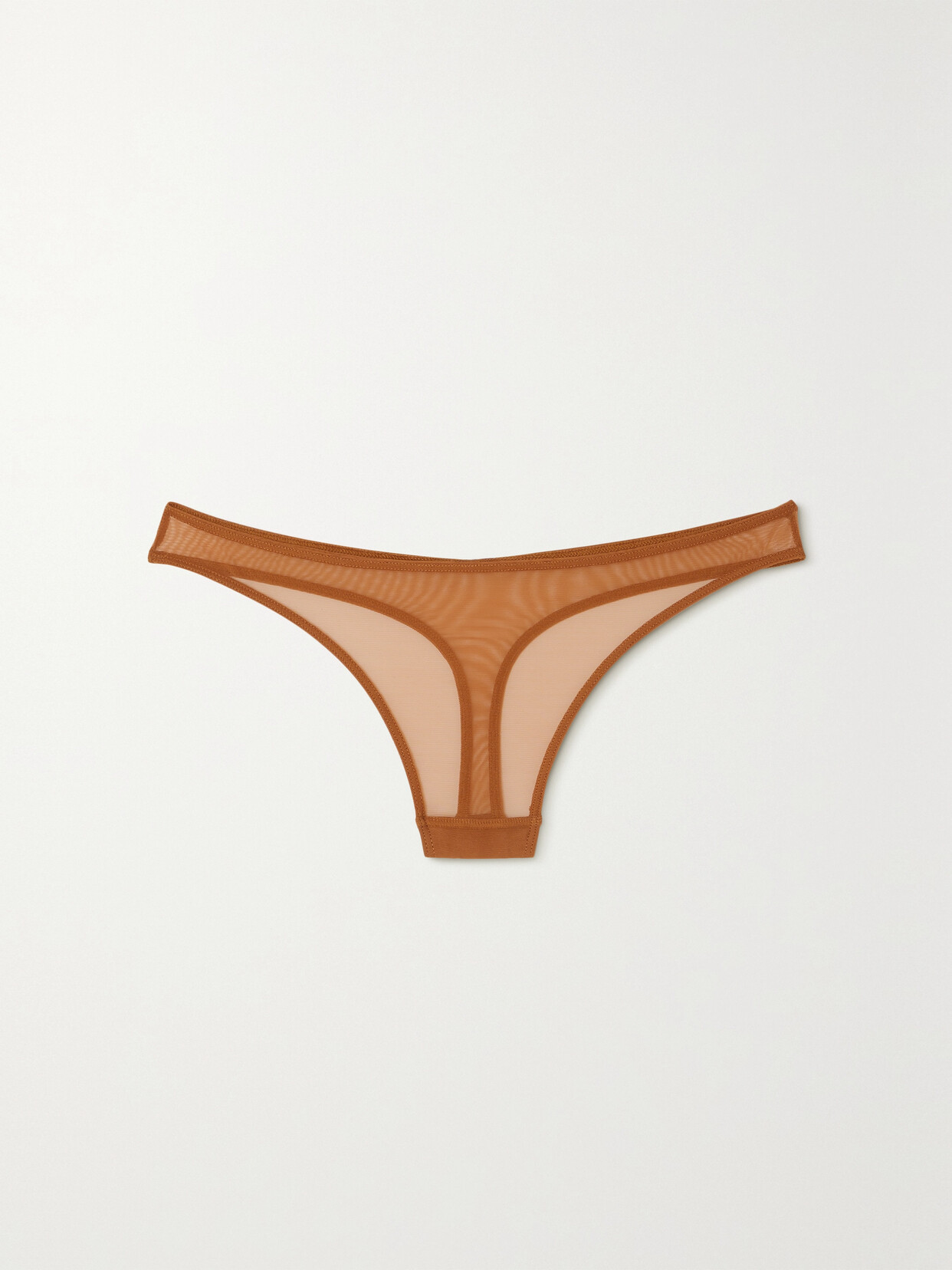 Nubian Skin Perfect Stretch-tulle Thong - Brown