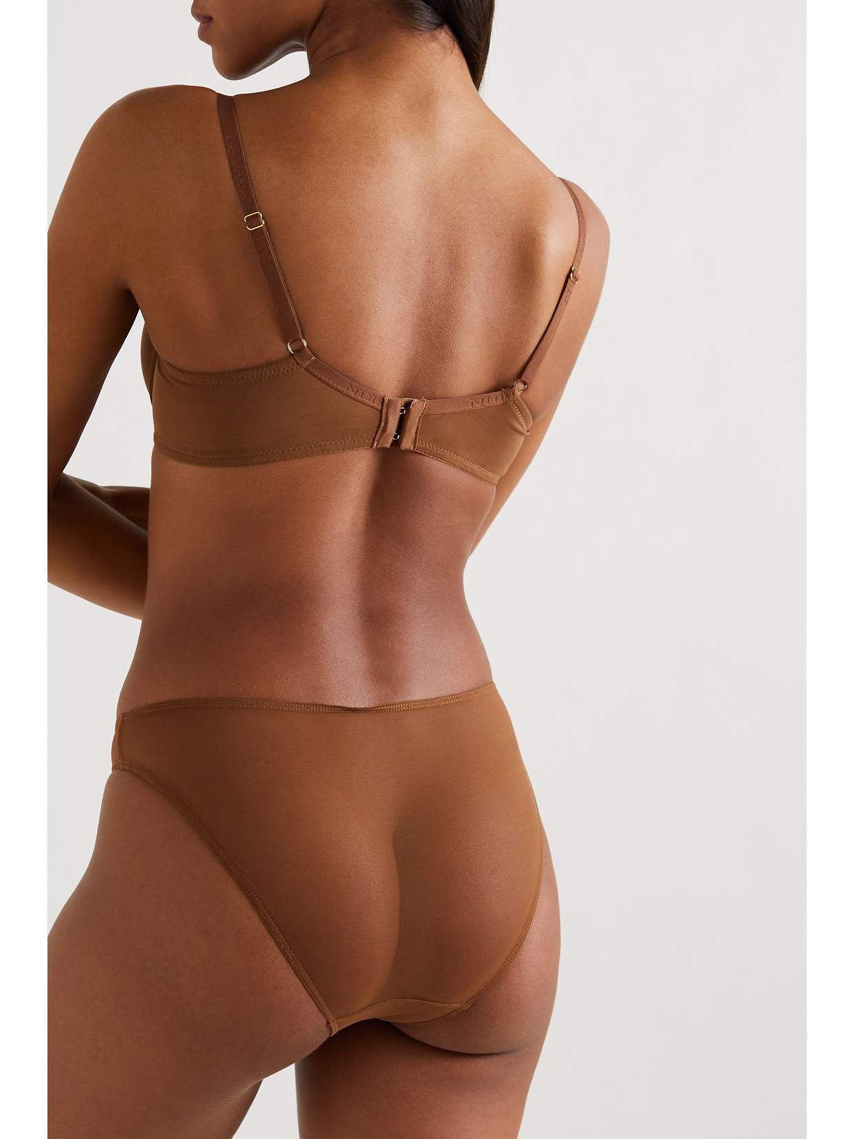 Nubian Skin Naked Stretch-tulle Underwired T-shirt Bra In Brown