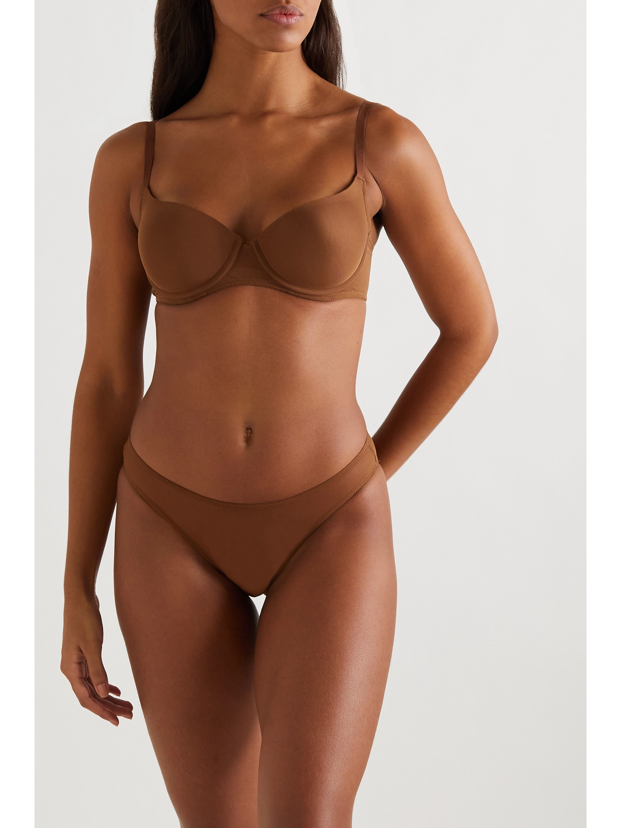Nubian Skin Naked Stretch-tulle Underwired T-shirt Bra In Brown