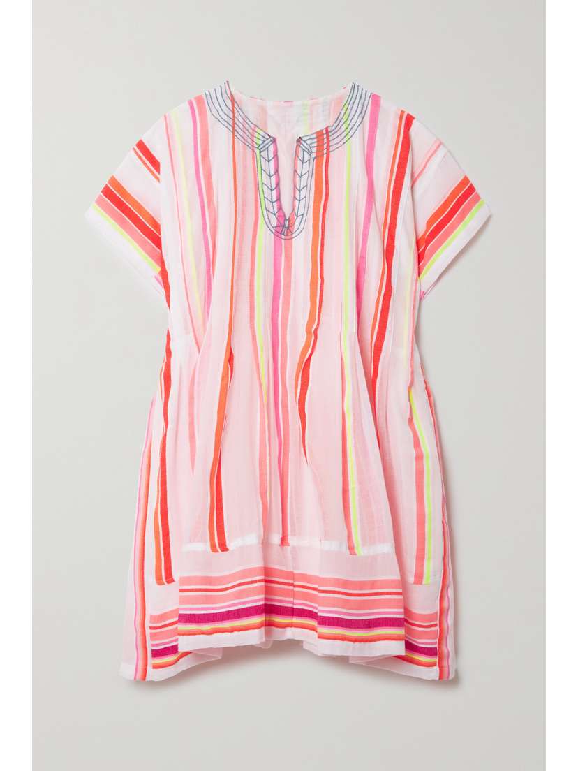 Lemlem + Net Sustain Qelem Embroidered Striped Cotton-blend Kaftan