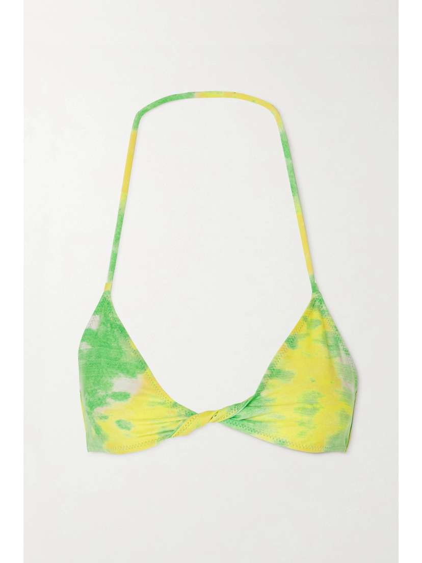 Ganni + Net Sustain Twist-front Printed Recycled Bikini Top