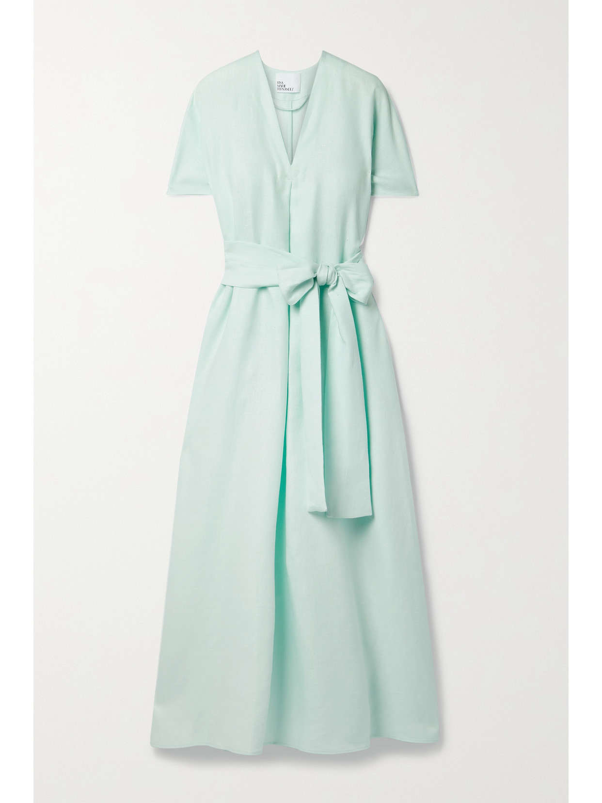 Lisa Marie Fernandez + Net Sustain Rosetta Belted Linen Maxi Dress In Mint  | ModeSens