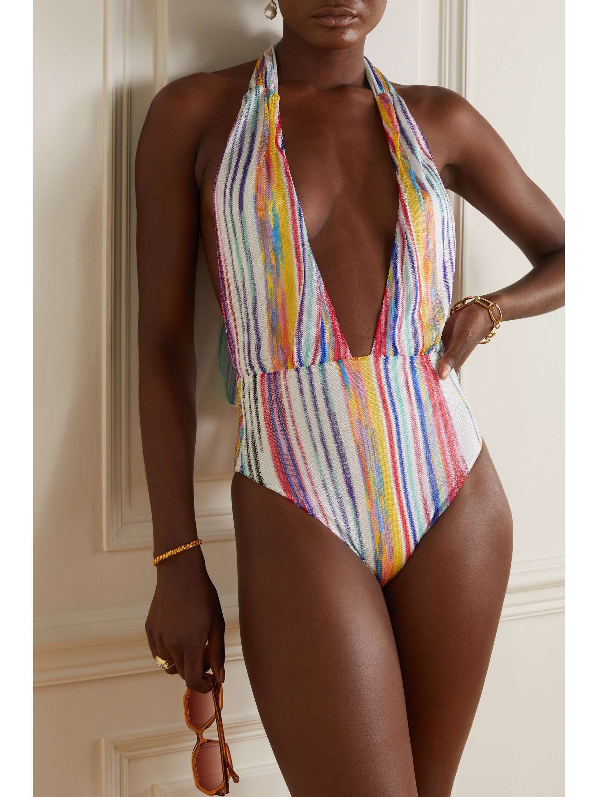 MISSONI Mare crochet-knit halterneck swimsuit