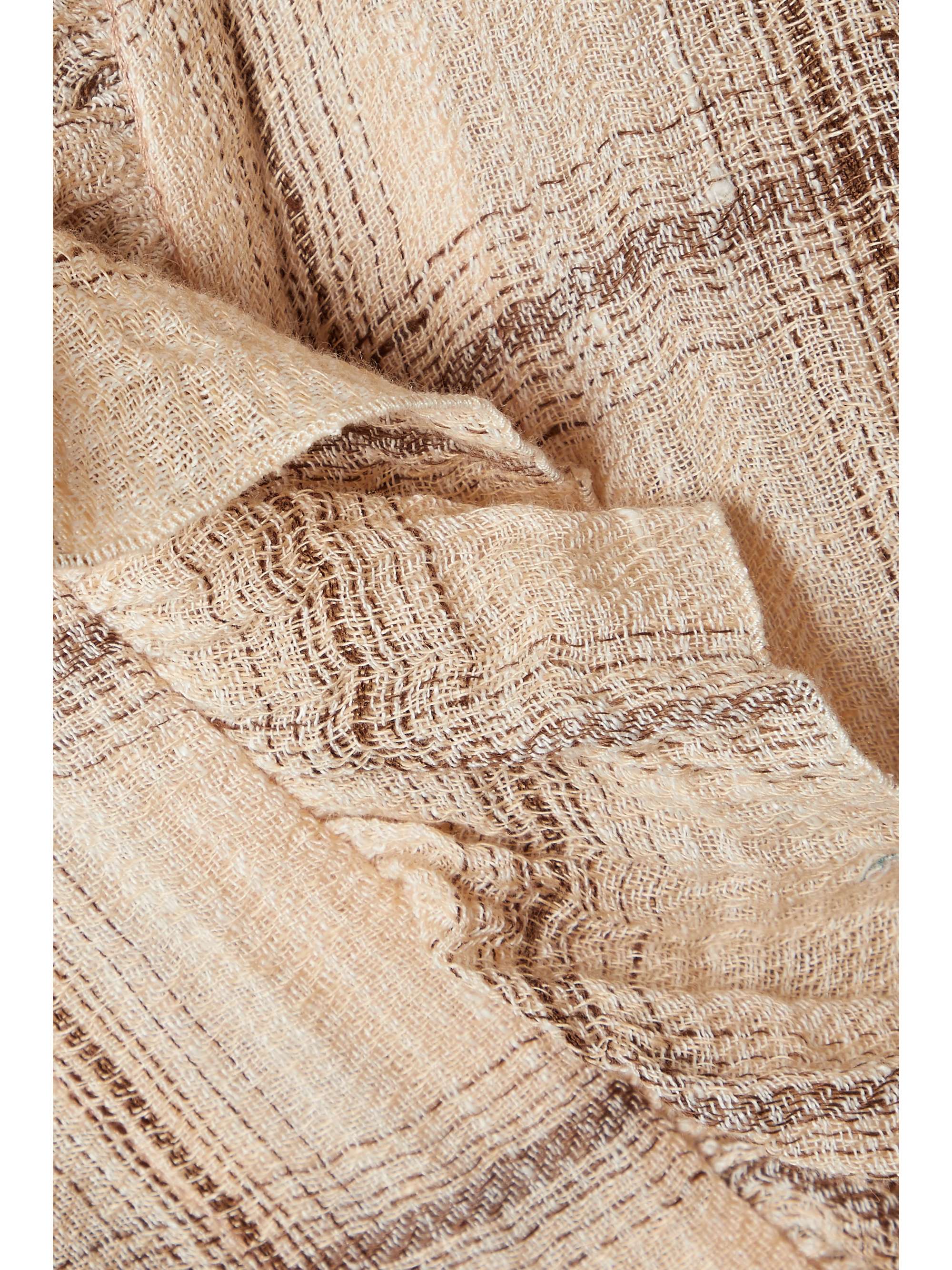 LISA MARIE FERNANDEZ + NET SUSTAIN Anita ruffled checked linen-blend gauze robe
