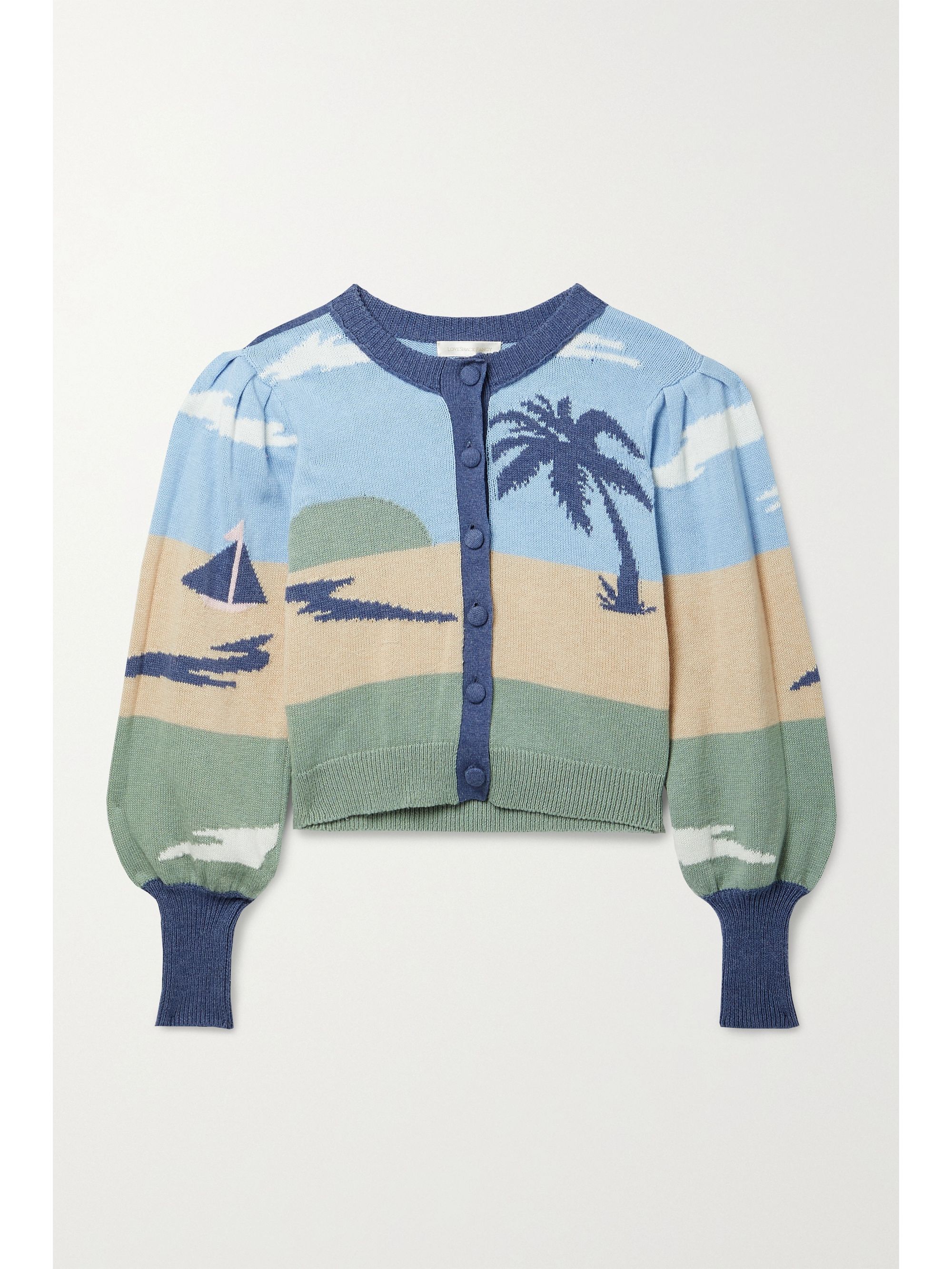 LOVESHACKFANCY Dabney intarsia cotton-blend cardigan