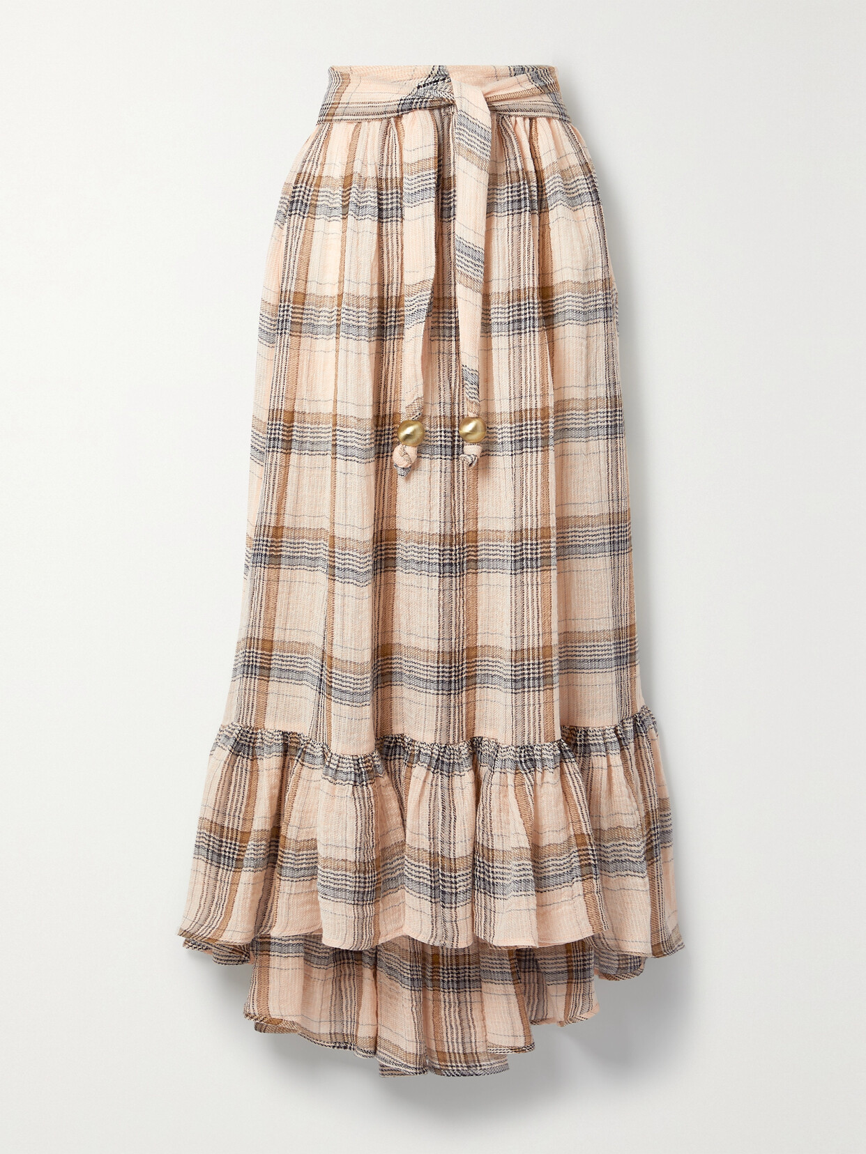 Lisa Marie Fernandez + Net Sustain Nicole Ruffled Checked Linen-blend ...